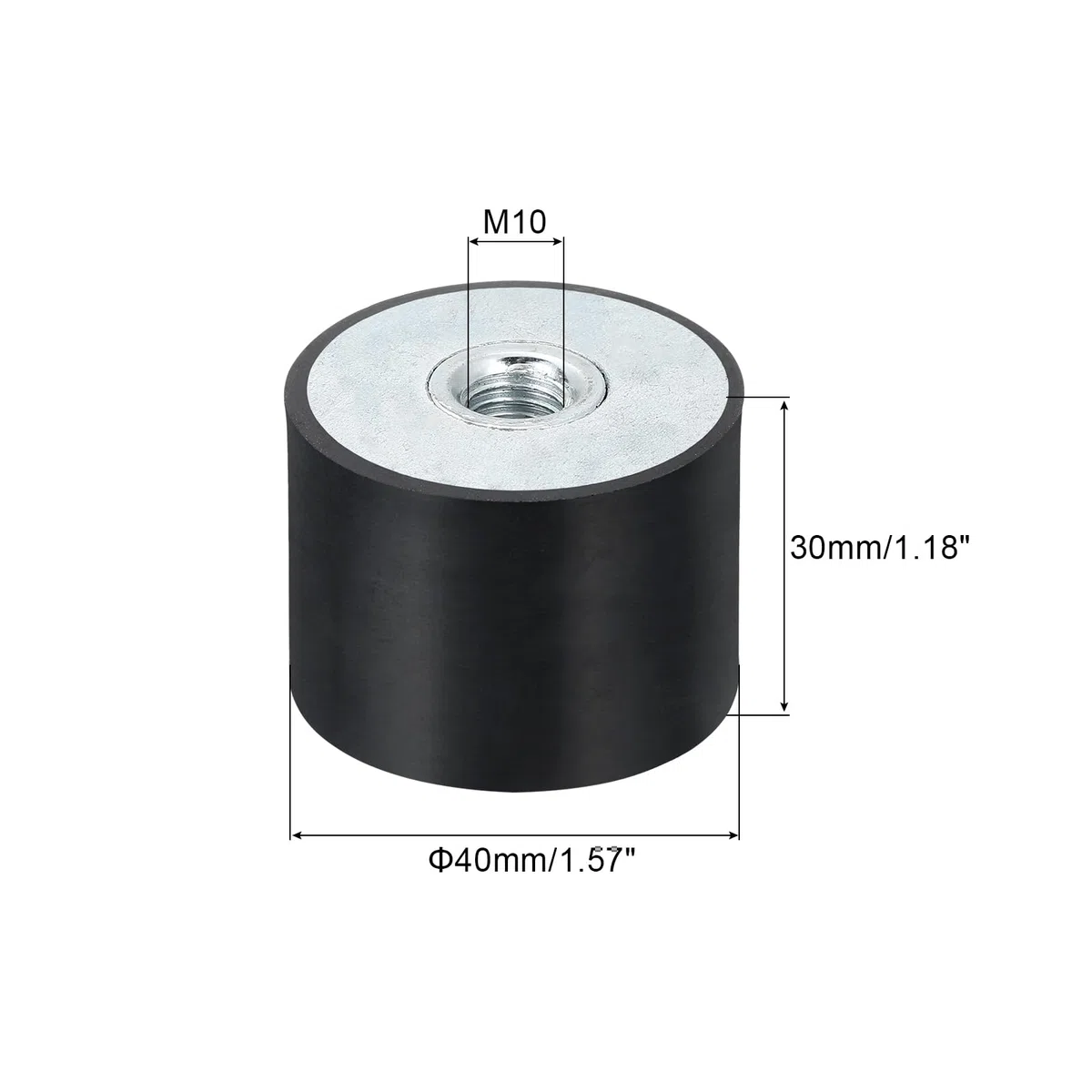 QUARKZMAN 4 casquillos roscados M10 de 40 x 30 mm, de goma, aislantes de vibraciones, reemplaza a las almohadillas antivibraciones, bloque base silencioso, plano