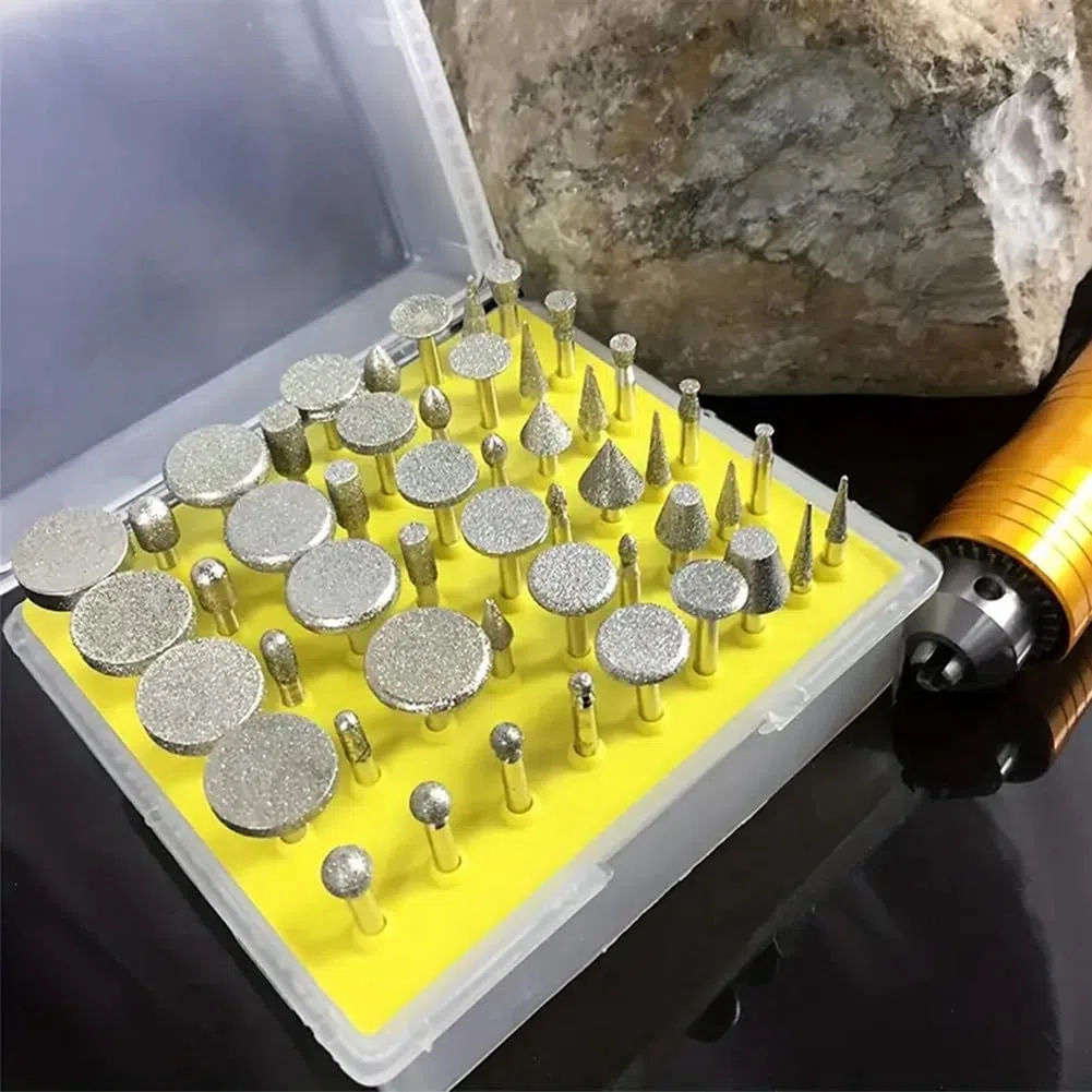 Juego de 50 rebabas de molienda con revestimiento de diamante para herramienta rotativa, accesorios de molienda eléctrica