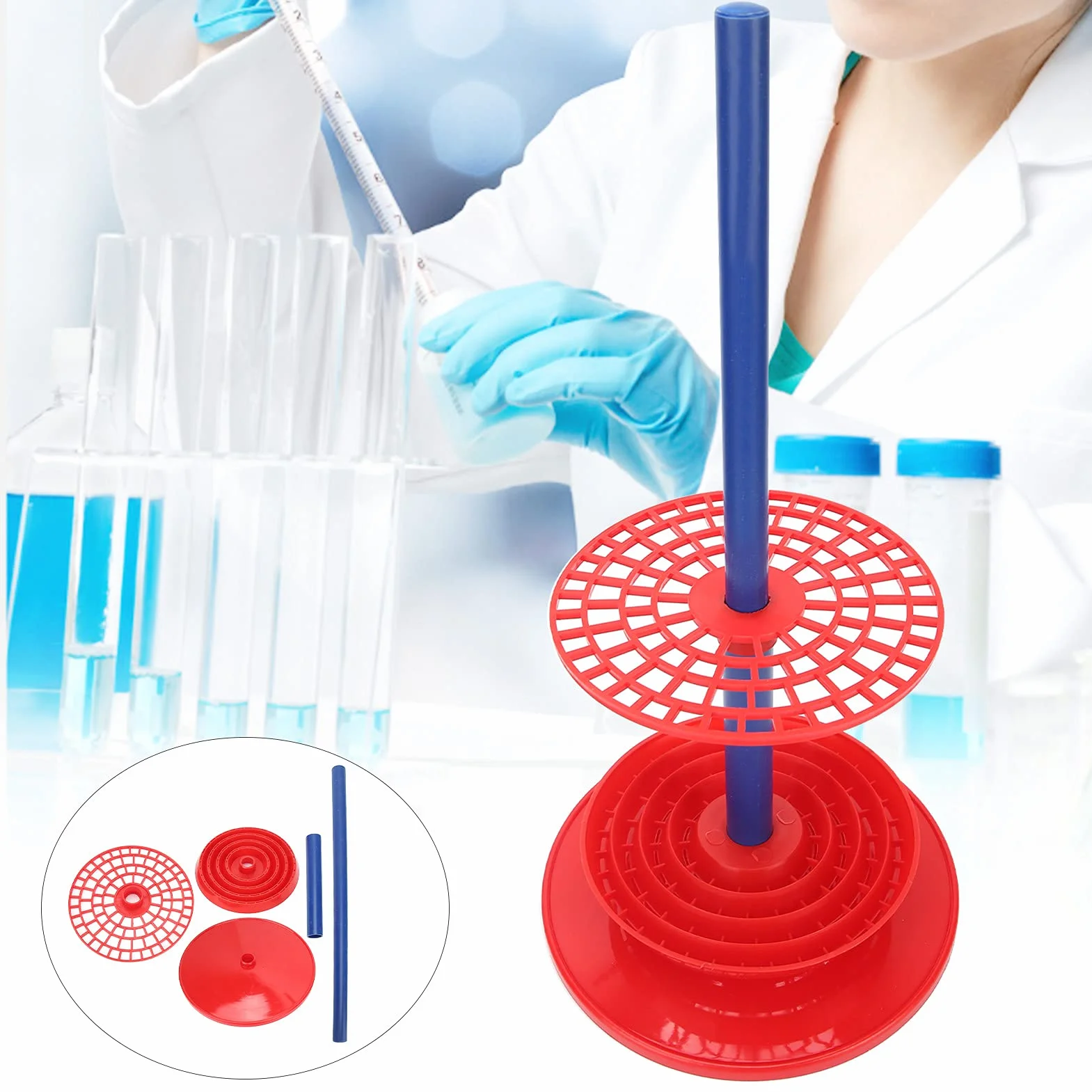 Soporte para pipetas, Rojo Soporte para pipetas Soporte para pipetas de Laboratorio Soporte para pipetas de 98 Agujeros Soporte para pipetas de 18,3 x 9,1 Pulgadas Soporte de pipetas de