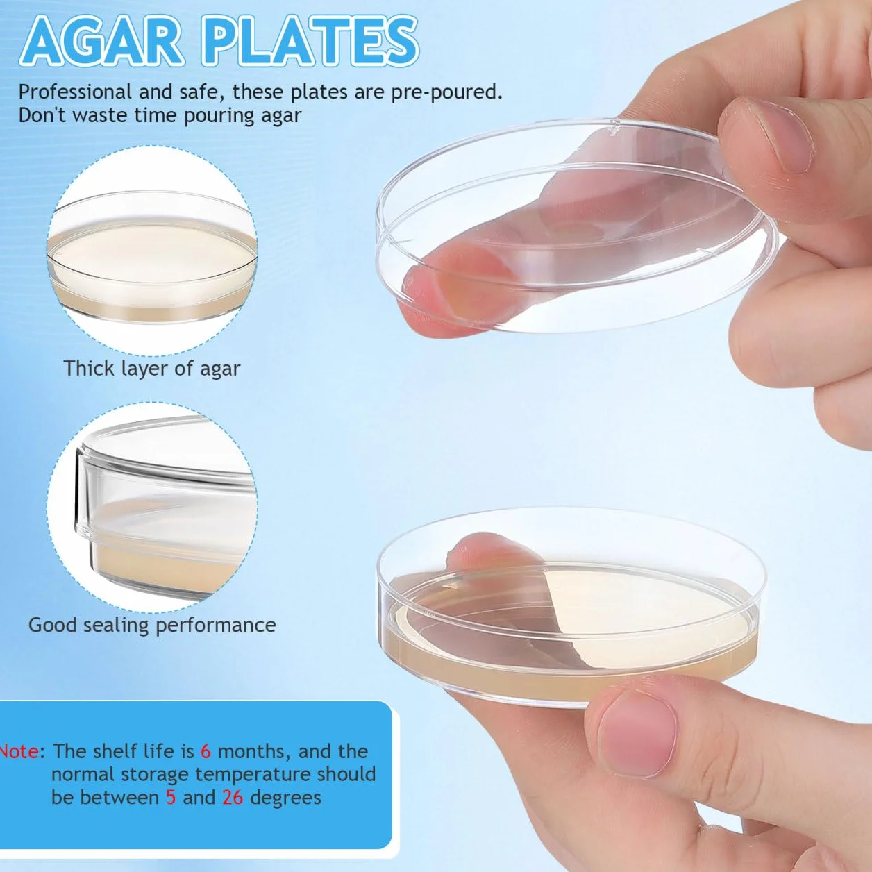 ULTECHNOVO Kit De Proyectos Científicos Para Microbiología 10 Piezas Placas De Agar Pre-Vertidas Placas De Petri Para Aprender Microbiología Proyecto Educativo Para La Ciencia.