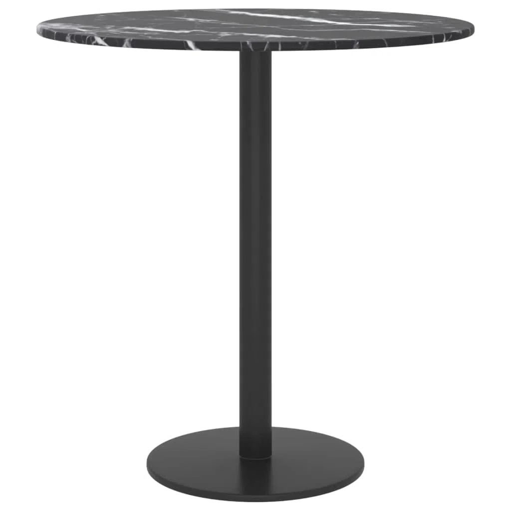 vidaXL Tablero de Mesa Vidrio Templado Diseño Mármol Muebles Mobiliario Repuesto Superficie Comrdor Jardín Patio Terraza Negro Ø40x0,8 cm