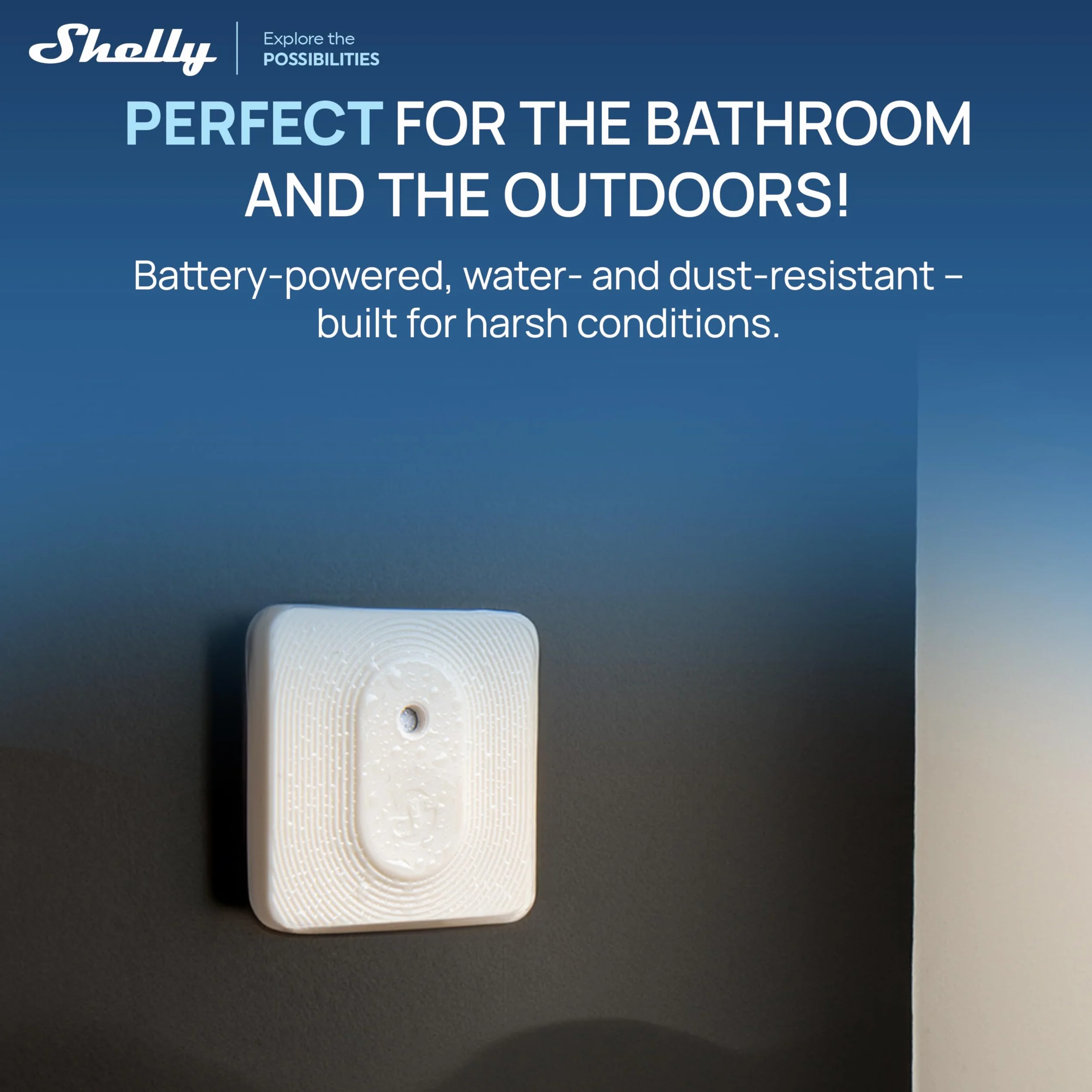 Shelly BLU H&T ZB Marfil – Sensor de temperatura y humedad Zigbee y Bluetooth, Termómetro e Higrómetro inteligente, Protección IP54, Con batería 2 años, Requiere hub, Control por app