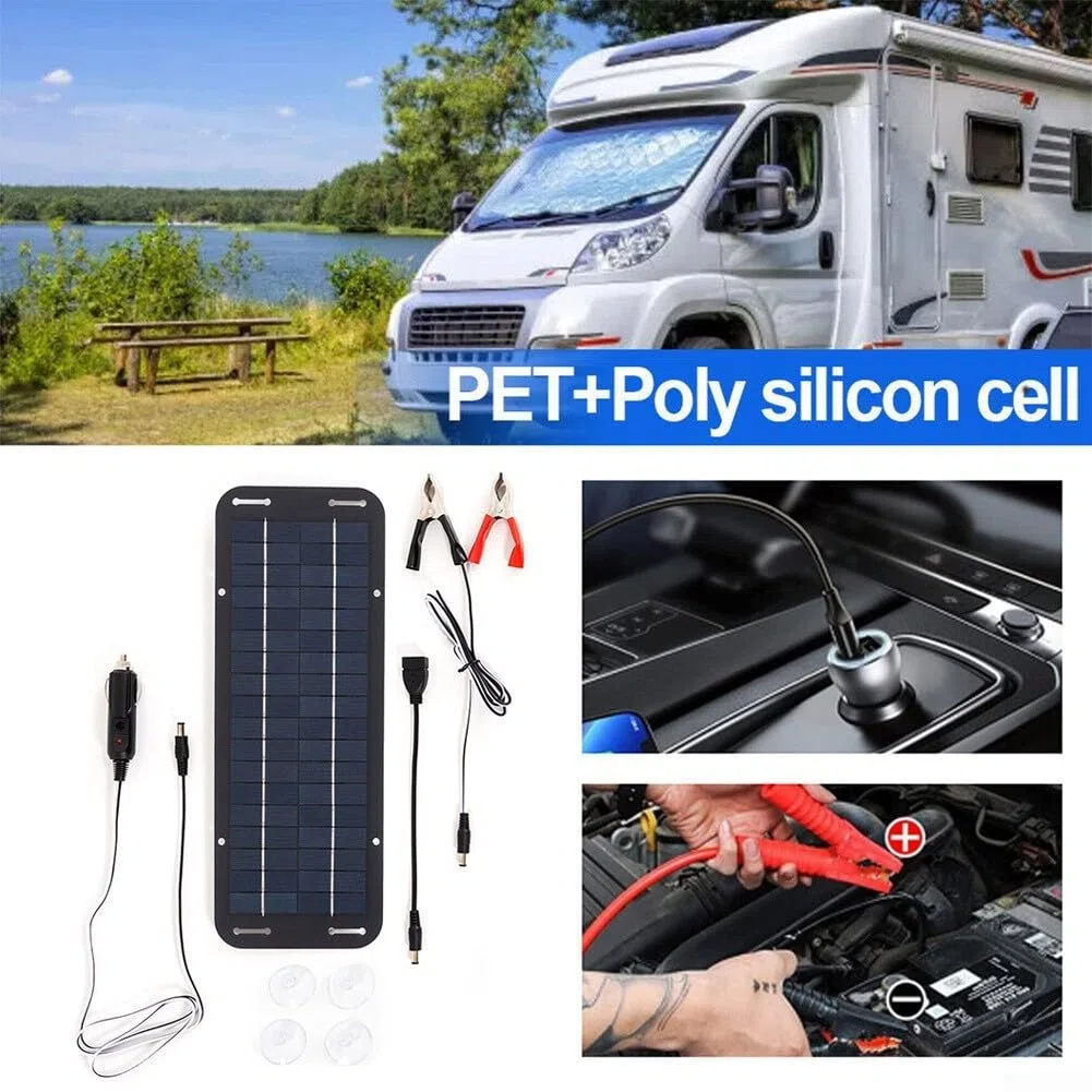 Cargador de batería solar, panel solar de 30 W, cargador de goteo de 12 V, kit de cargador de batería para motocicleta, barco, coche, caravana, remolque marino
