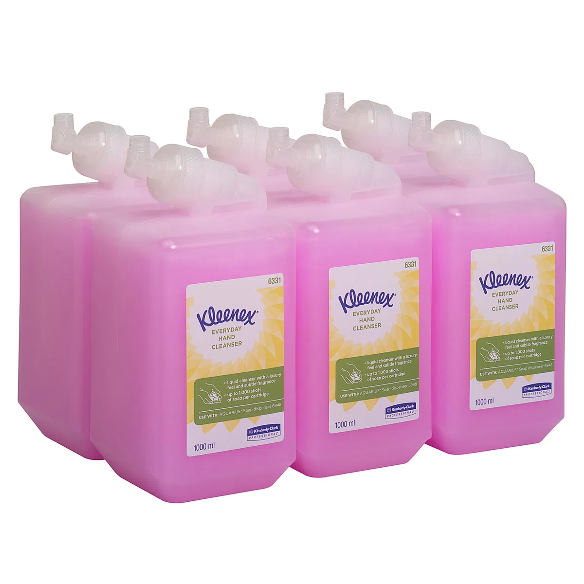 Kleenex Jabón de Manos Líquido 6331, Color Rosa, Perfumado, 6 Recambios x 1 Litro (6 total)