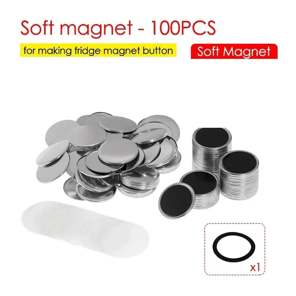 500 Uds. Insignia de botón magnético for refrigerador de 25-58MM, materiales de fabricación DIY, piezas de insignia magnética for nevera De múltiples fines(58mm Soft Magnet Button)