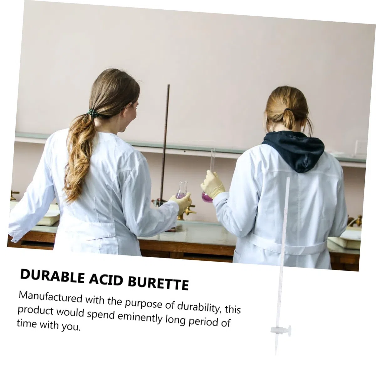 VILLCASE Bureta De Vidrio De Laboratorio Herramienta De Bureta De Ácido De Vidrio De Borosilicato De 10 Ml Tubo De Titulación Química Tubo Recto Instrumento Químico De Bureta De Ácido Para