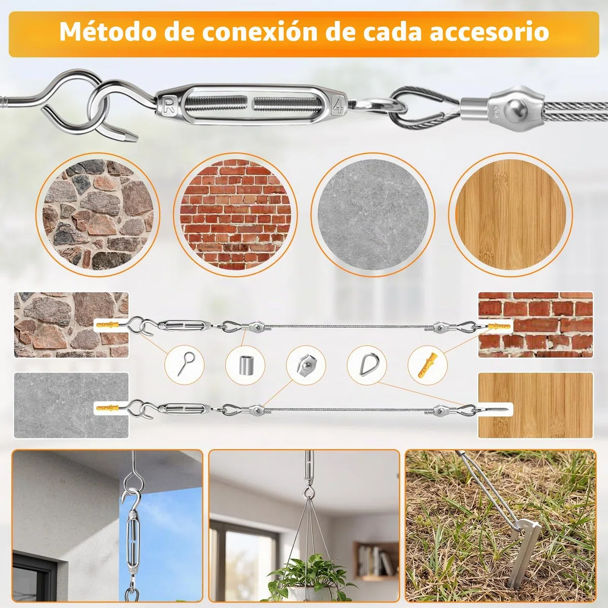 Cable de Acero Inoxidable 60 m 2 mm, Jardín de Alambre para Plantas Trepadoras, PVC Recubierto de Alambre de Jardín para Tendedero Exterior, Plantas Trepadoras, Decoración, Toldos, Proyectos DIY