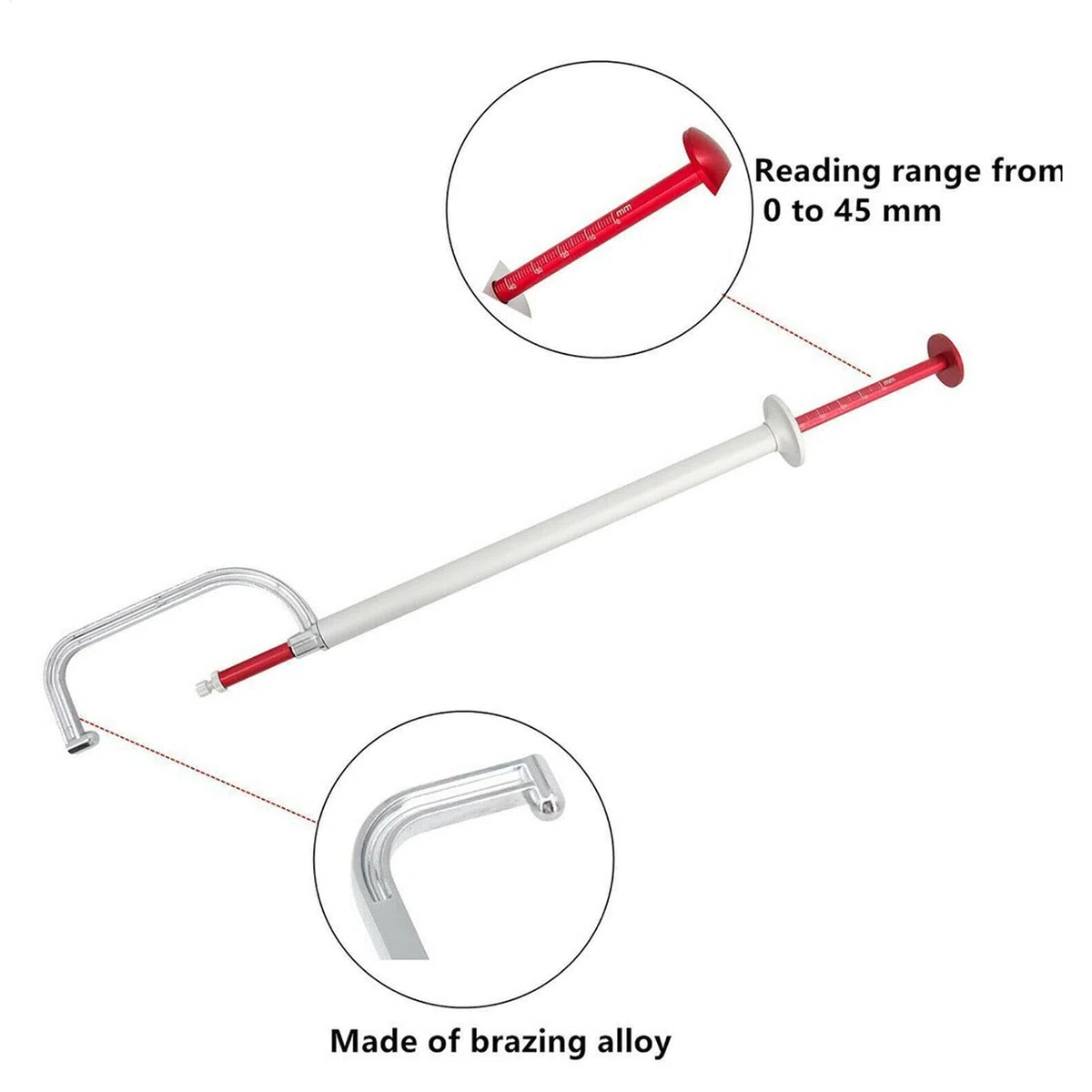 Herramienta de medición de disco de freno, medidor de rotor de freno, 0-45 mm Aluminio Espesor de aleación Calibre calibrador, Detección de prueba, pinza de profundidad Verniers para moto