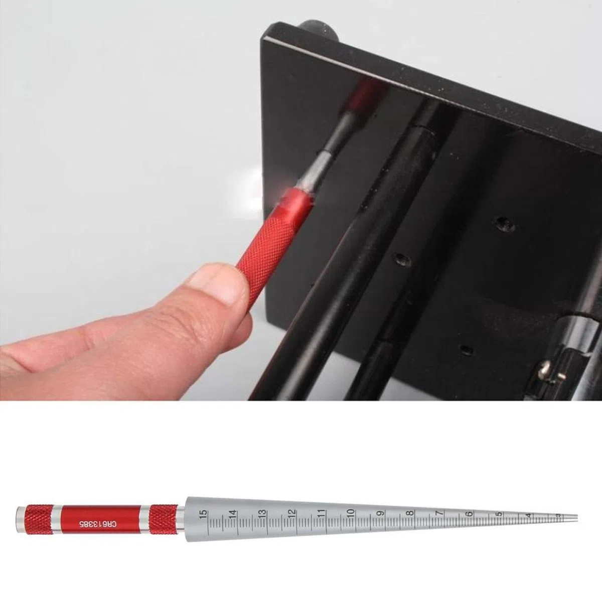 Medidor de apertura, regla cónica, orificio preciso, material de acero inoxidable para piezas de paredes delgadas, diámetros interiores tubos de plástico (3-15 mm)