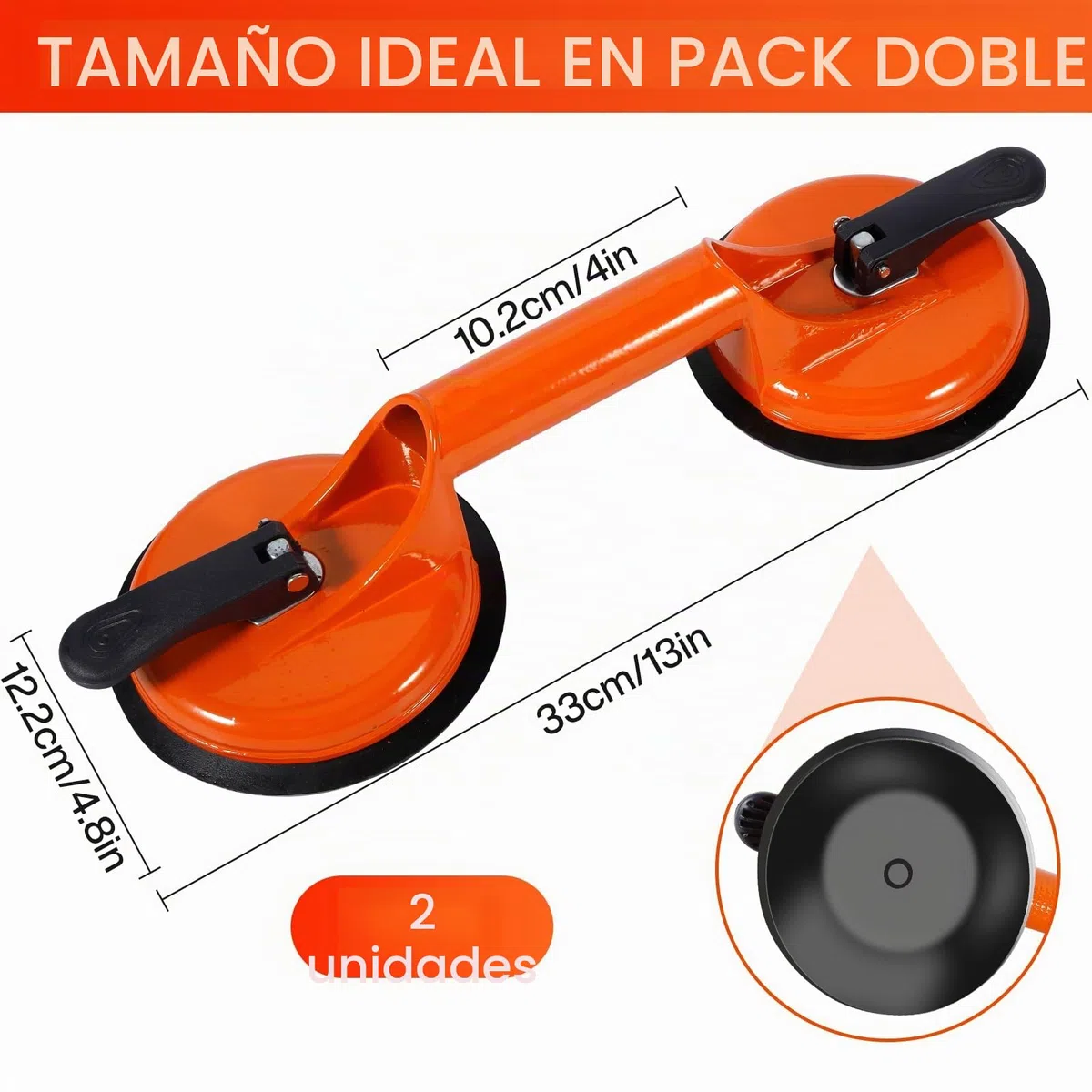 MOYKSRR Ventosas para Cristales, 2 x Mango Ventosa Doble, Elevador de Succión Resistente, Ventosa Mango con Capacidad de elevación de 100kg para Transportar Pesados, Vidrio, Pisos, Superficie Lisa