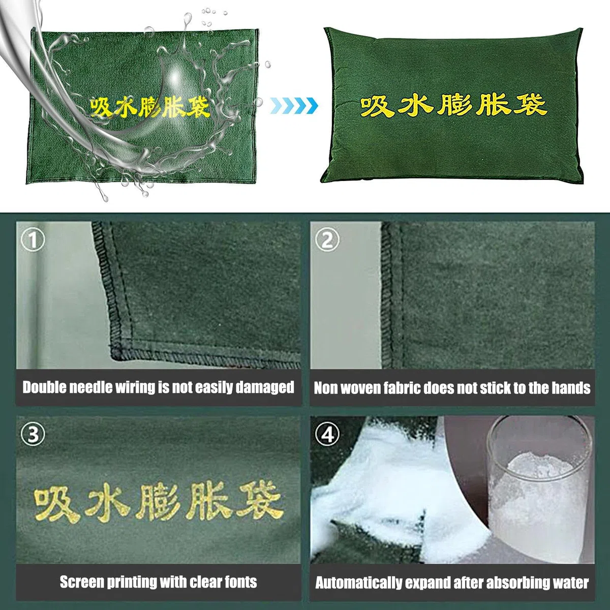 Bolsas de activadas por agua, 5 barreras de protección contra inundaciones, bolsas absorbentes de protección contra inundaciones para el sótano de la puerta del garaje, saco de