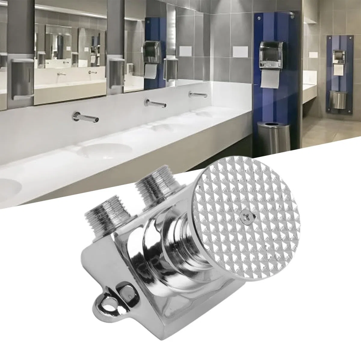 Grifo con pedal, válvula de pedal de acero inoxidable para montaje en suelo, ahorrador de agua, interruptor de control de grifo con pedal de doble salida