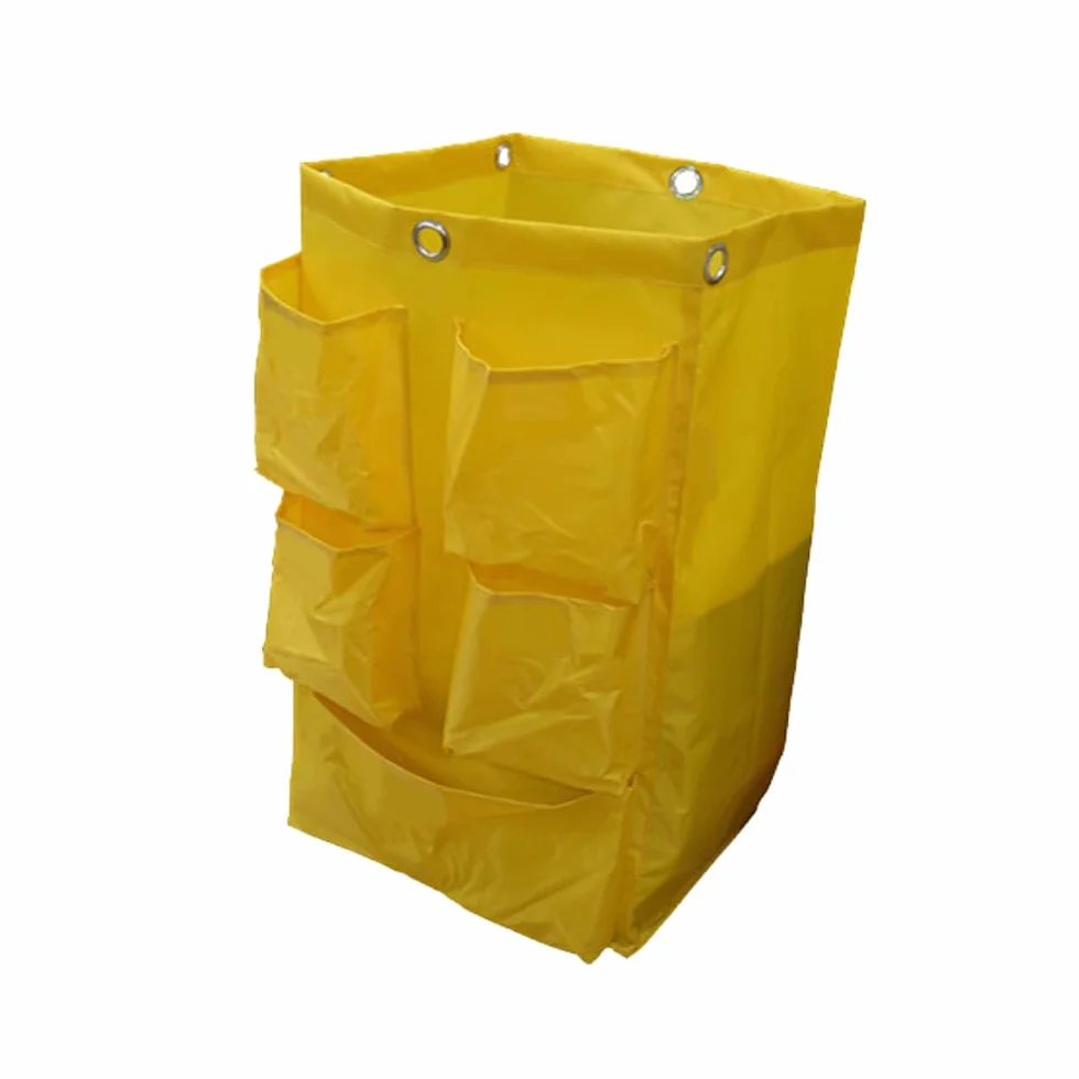 1 bolsa de limpieza para carrito de limpieza con 6 agujeros metálicos para colgar y 5 bolsillos pequeños para uso en carritos de limpieza multiusos