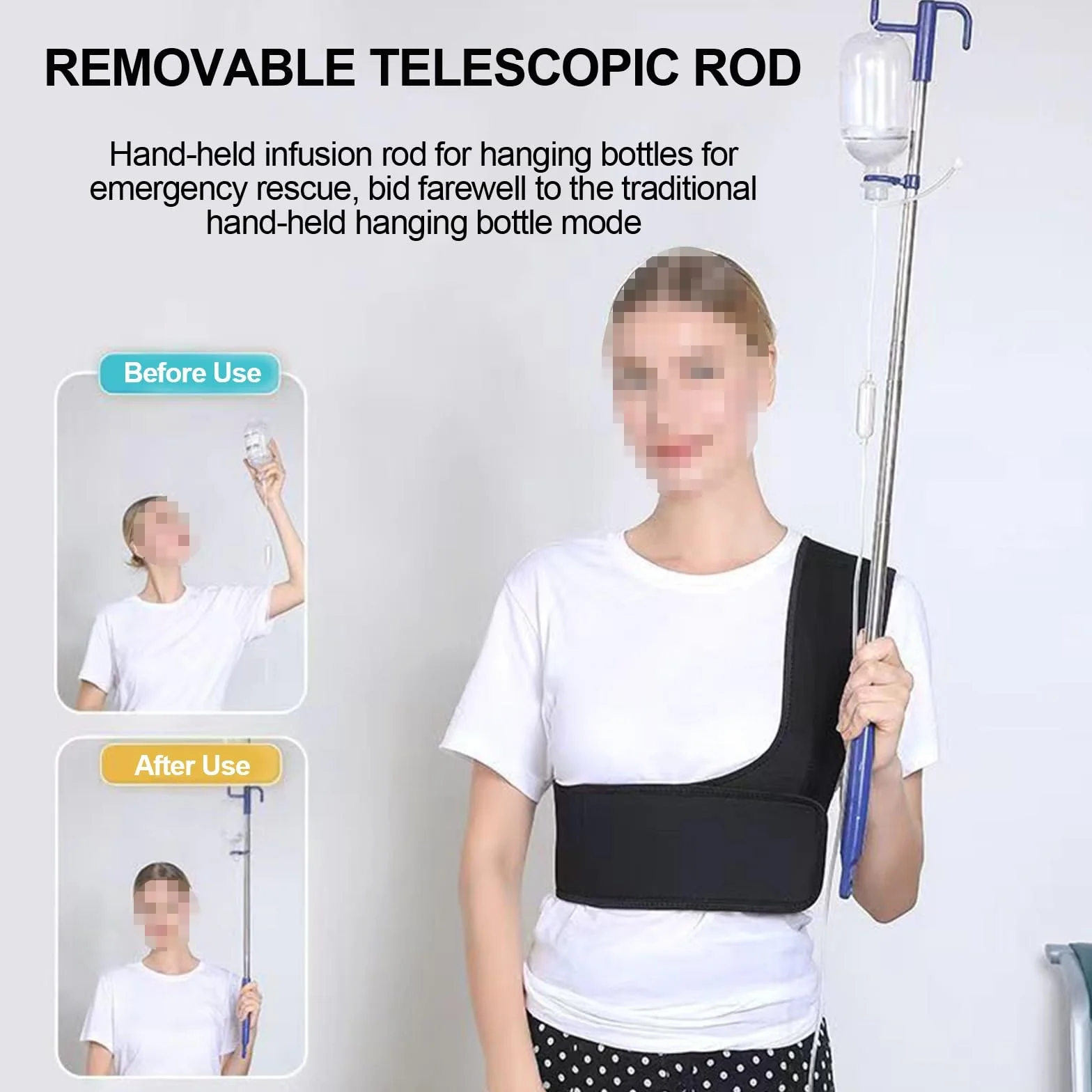 Soporte Portatil Portasueros, Medical IV Pole Soporte, Porta Sueros Ajustables, Soporte para Tubo de Alimentación, para Atención Médica Domiciliaria en Clínicas y Viajes