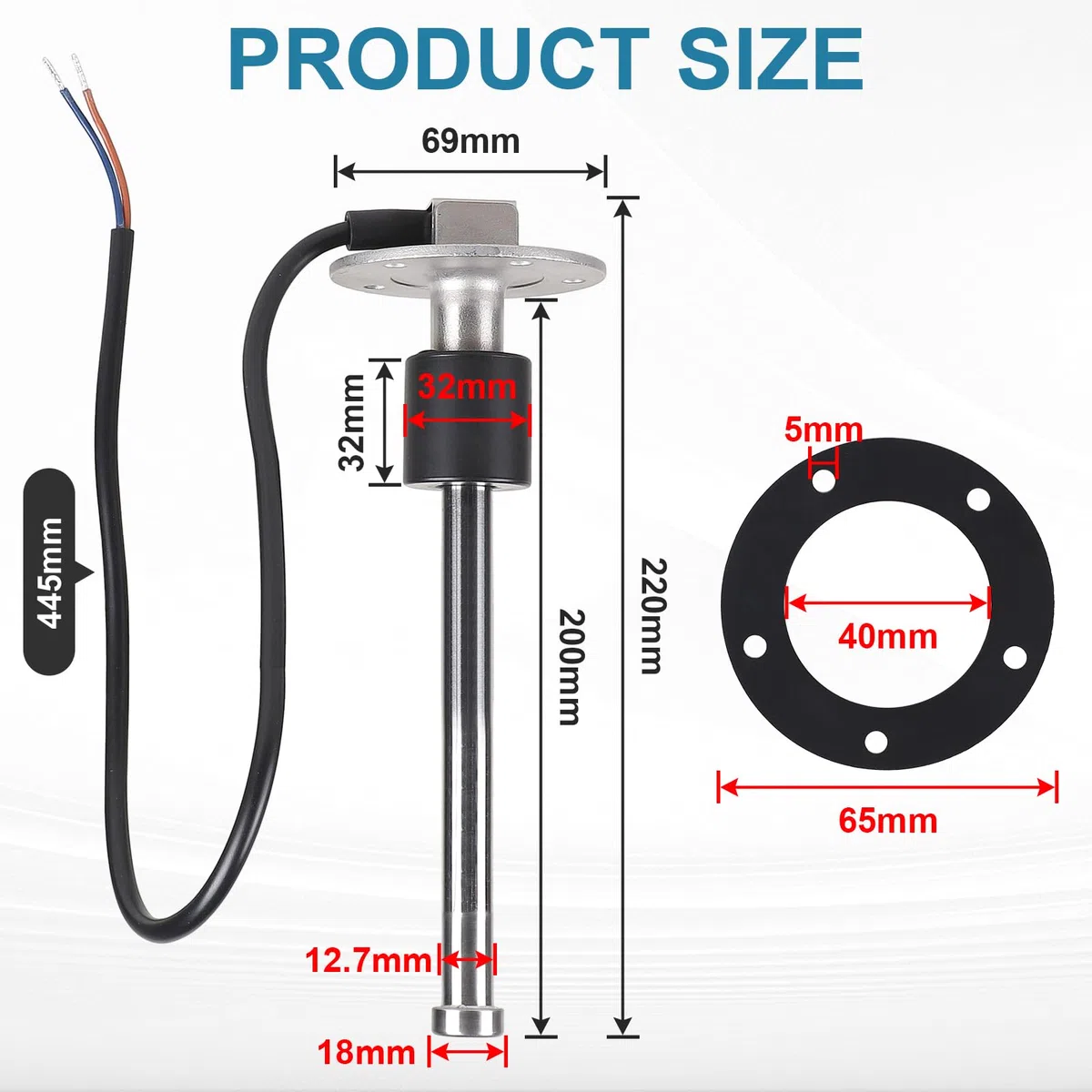 CPROSP Sensor de Nivel de Combustible 200mm, 0-190 ohmios Sensores de Nivel de Agua de Combustible, para Coche, Barco, Caravana, yates