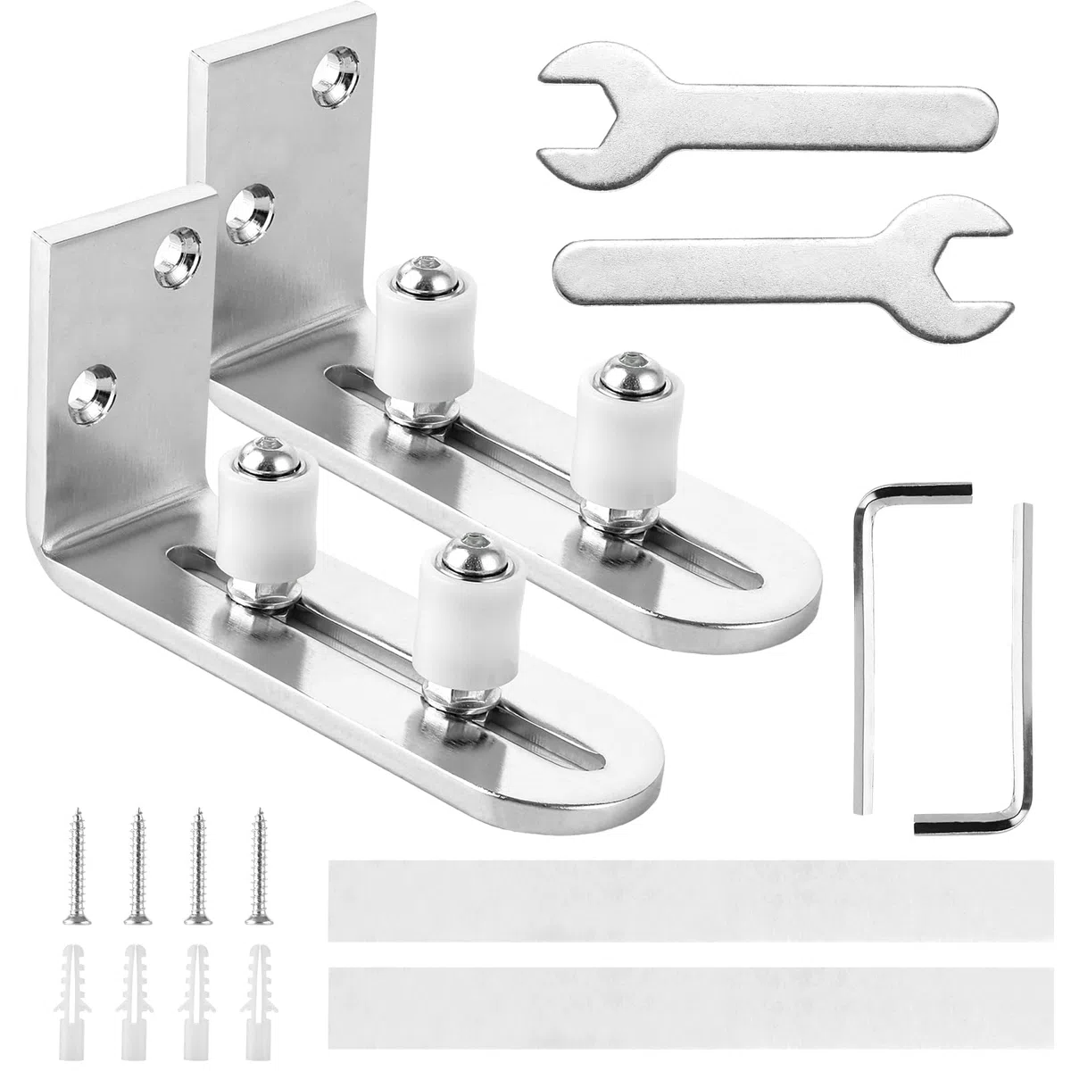 2 guías de suelo para puertas correderas, guía de suelo ajustable, rodillo de guía inferior para puertas correderas, rodamiento de bolas de metal de acero al carbono para puerta de granero