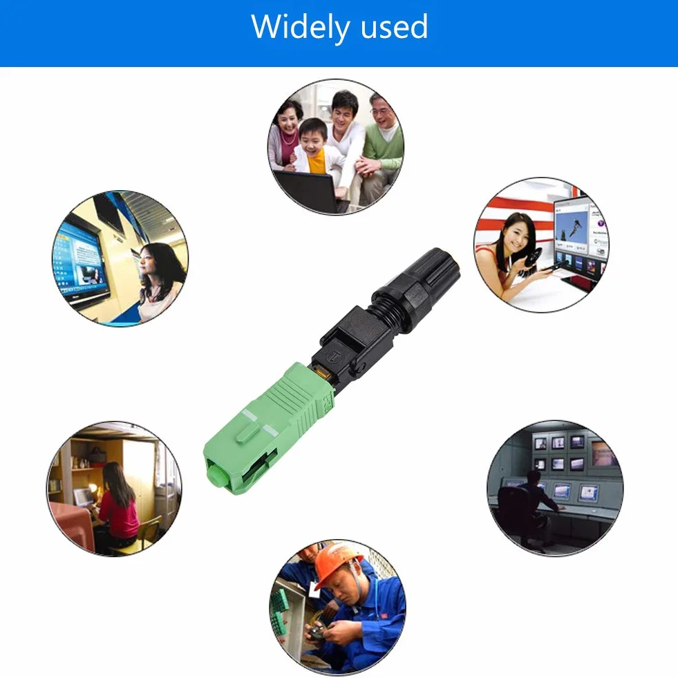 Vikye 100 piezas de conexión rápida de fibra óptica SC/ integrado Adaptador de conexión rápida con sensor de longitud de fibra óptica para FTTH