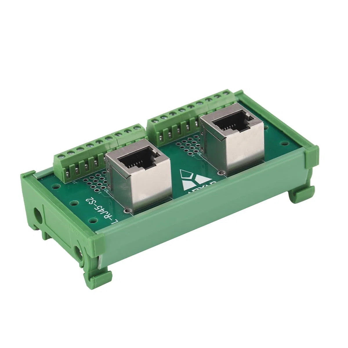 PENGLIN RJ45 8P8C DIN Montaje en carril Ethernet Conector Distribuidor Placa Breakout Board Dos Vías RJ45 Vertical Hembras Adaptador