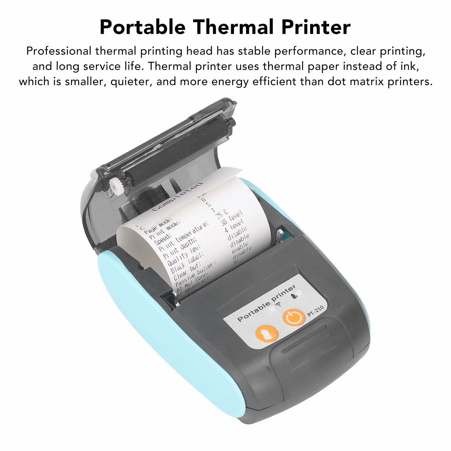 Impresora de Recibos, Miniimpresora Portátil Inalámbrica de 58mm para Venta Minorista, Compatible con iOS, (sin Bolsa de Almacenamiento)