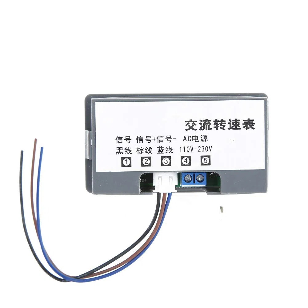 Medidor de Velocidad Digital, Pantalla Medición Alta 220V AC Tacómetro Tubo de 4 Dígitos y Detectores Precisión AC220V