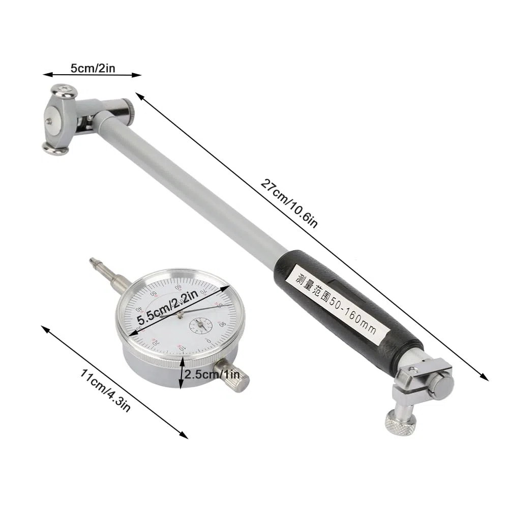 Dial Bore Gauge 50 – 160 mm Indicador graduada Juego de Herramientas 0,01 mm graduierungen