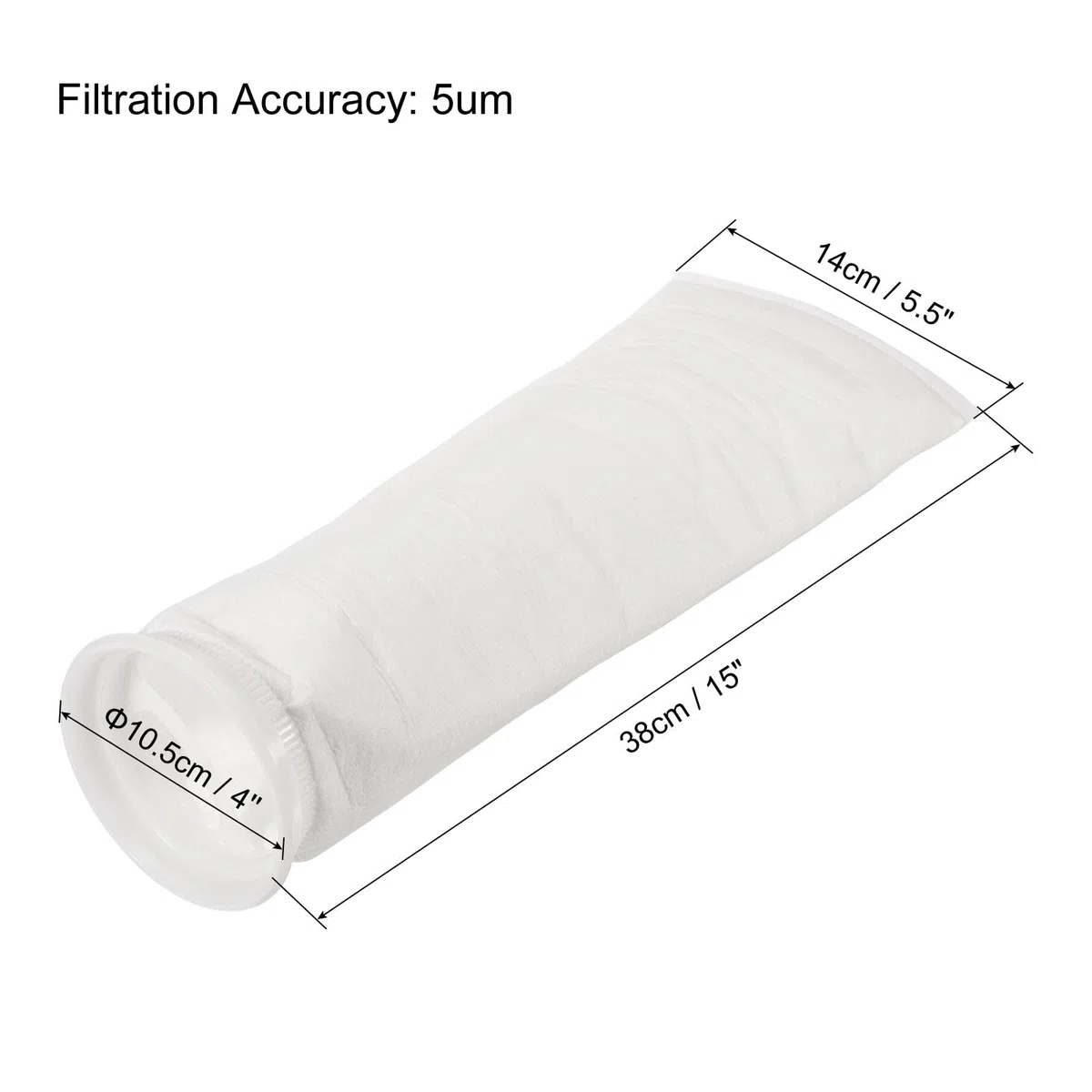 PATIKIL 4 Pulgadas Anillo Filtro Calcetines 5 Micras, 4 Paquete Malla Bolsas Piscina Desnatador Cesta, Blanco