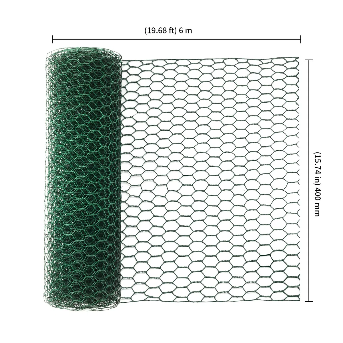 KEILEOHO Rollo de Malla Metálica para Gallinero Verde de 40 cm x 6 m, Rollo de Malla de Alambre para Pollos, Red de Alambre para Pollos para Proyectos de Manualidades, Decoración de Jardinería