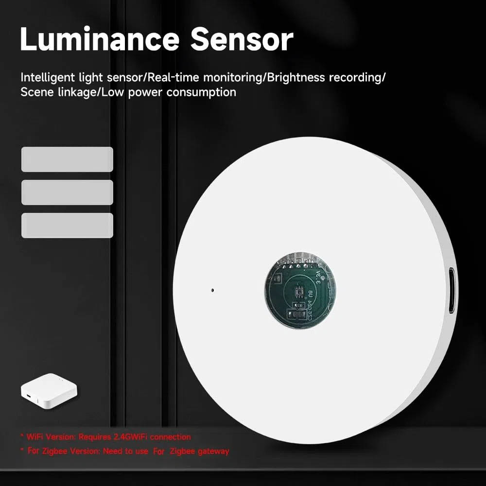 SPORTARC Sensor de luz, sensor de luminancia ajustable automáticamente para hogar inteligente, para TUYA WiFi/para ZigBee (ForZigbee)