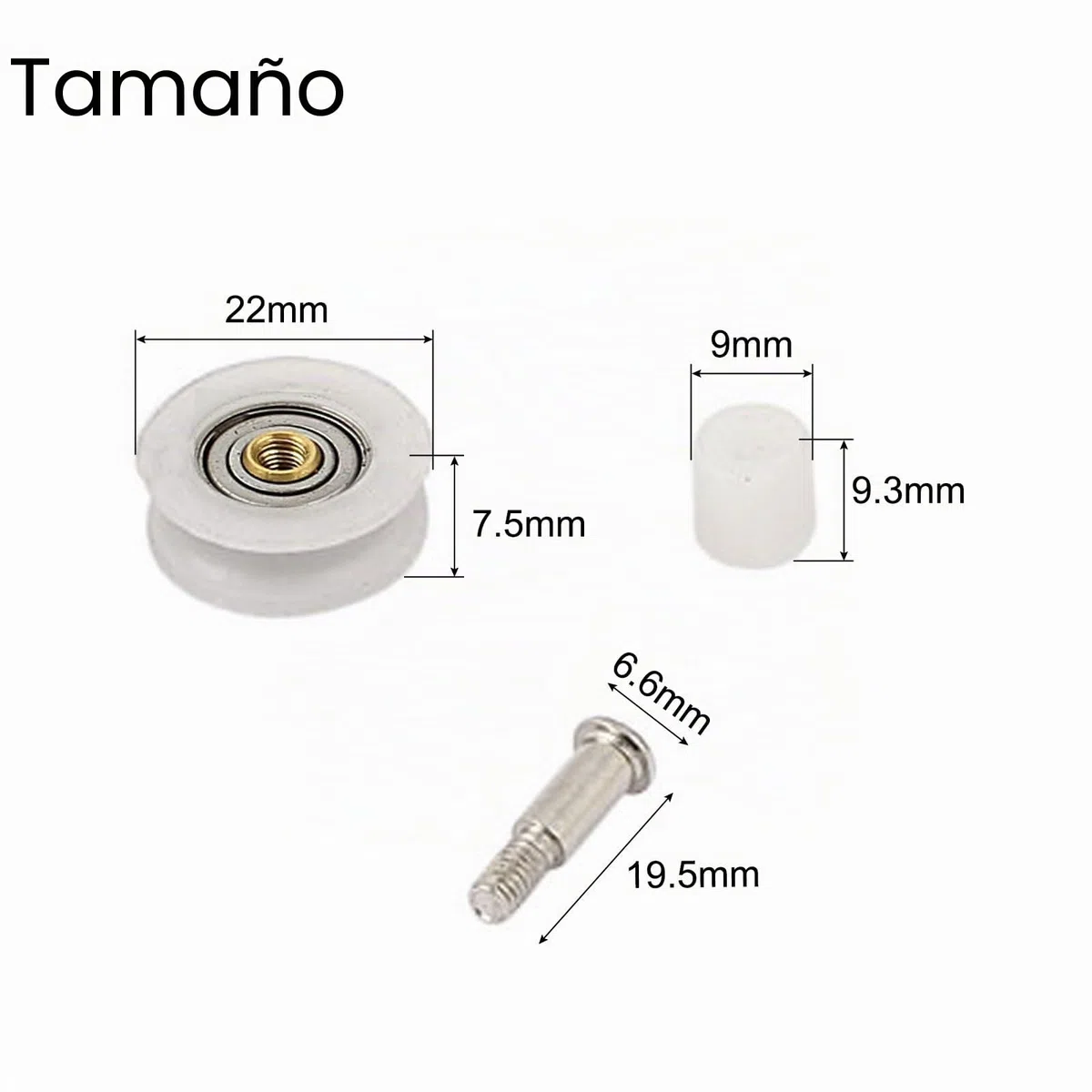 SOURCING MAP 22 mm redondo rodamiento para polea de ranura guía corredera puerta de 10 piezas