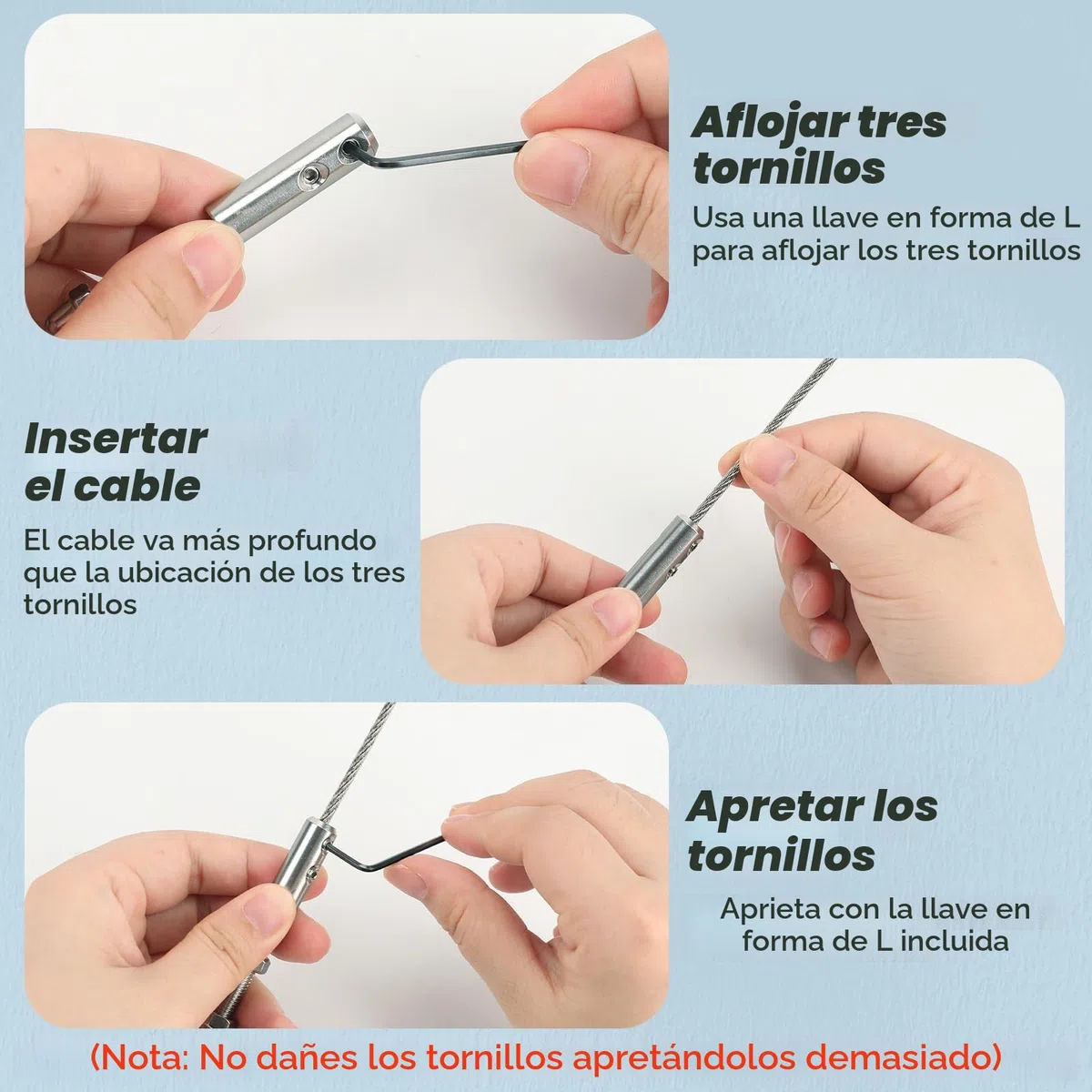 Terminal de cable de alambre de 4 mm, tensor de cuerda de alambre de acero inoxidable para fijación