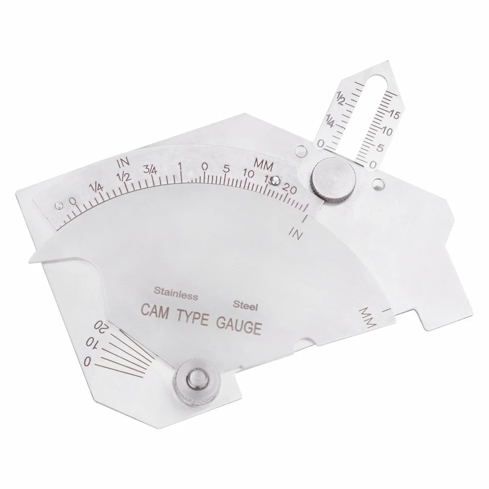 Medidor de leva de puente Medidor de soldadura MG-8 de acero inoxidable Superficies soldadas Herramienta de inspección de juntas Medidor de garganta de pierna de filete de corte en pulgadas y métrico