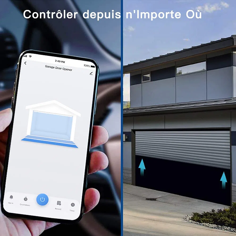LoraTap Abridor Inteligente de Puerta de Garaje WiFi :Actualiza la Puerta de Garaje Eléctrica Existente - Alertas de Estado en Tiempo Real - Control Remoto por App - Voz Alexa & Google Assistant