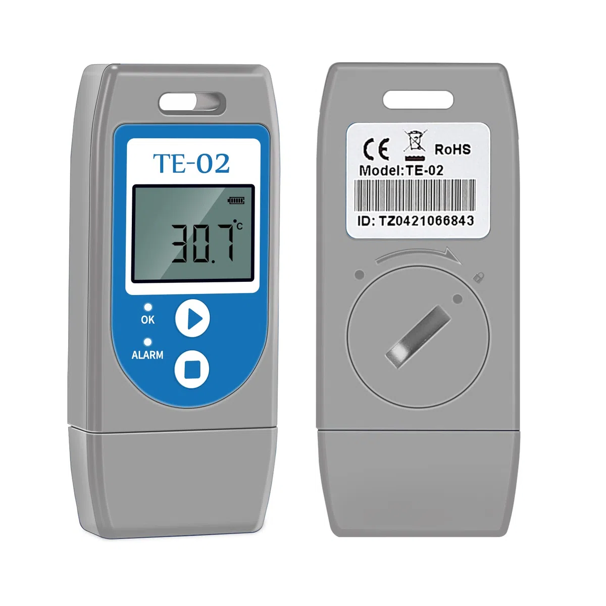 ThermElc TE-02 Registrador de Datos de Temperatura PDF, Indicadoras LED, PDF Incluye MKT, Alerta, Gráfico de Temperatura, Registrador USB para productos de transporte de cadena de frío