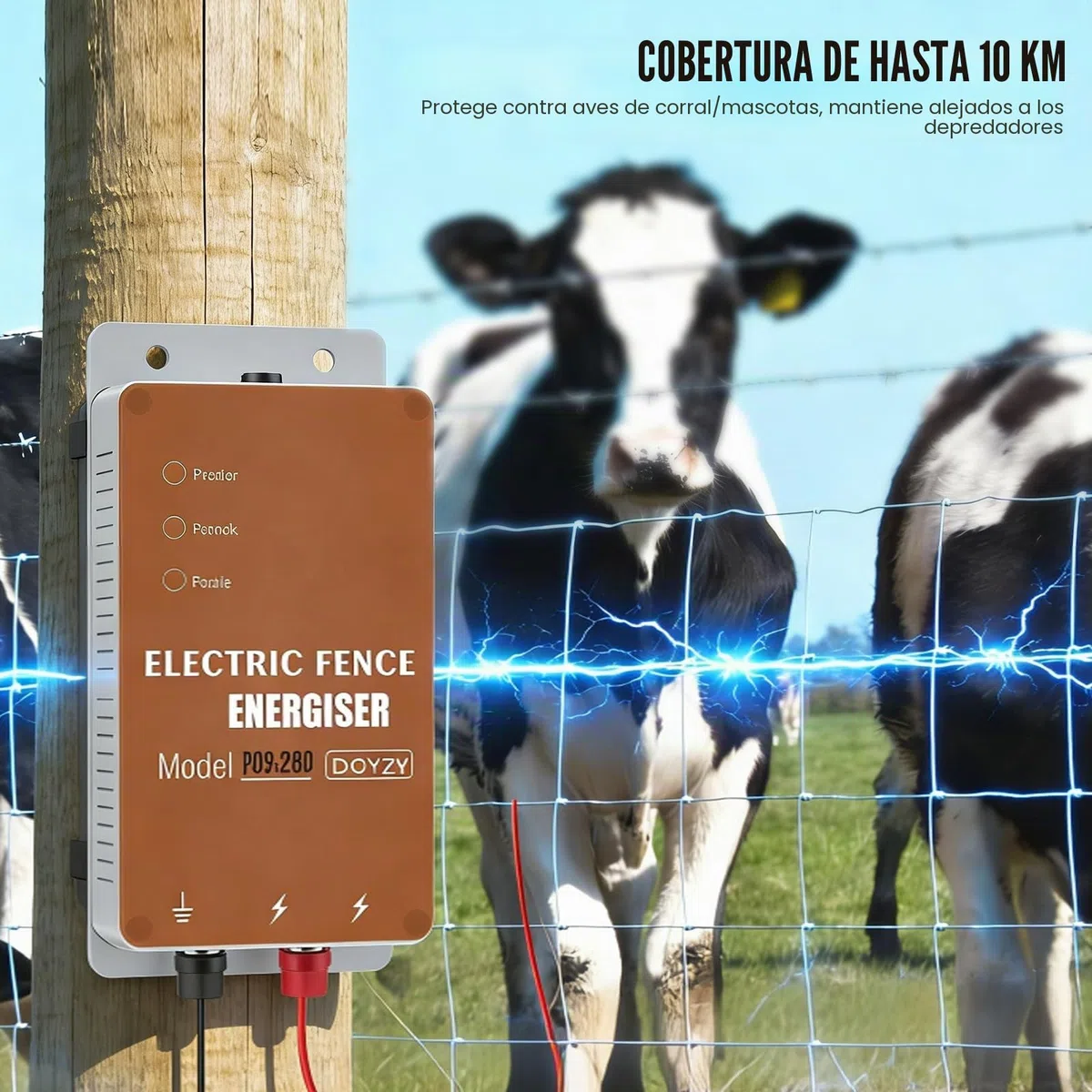 Pastor Electrico 1,5J/10kV baja impedancia – Potente equipo 10 km para pastos pequeños. Protección para ganado, ovejas, aves contra jabalíes. Controlador impermeable.
