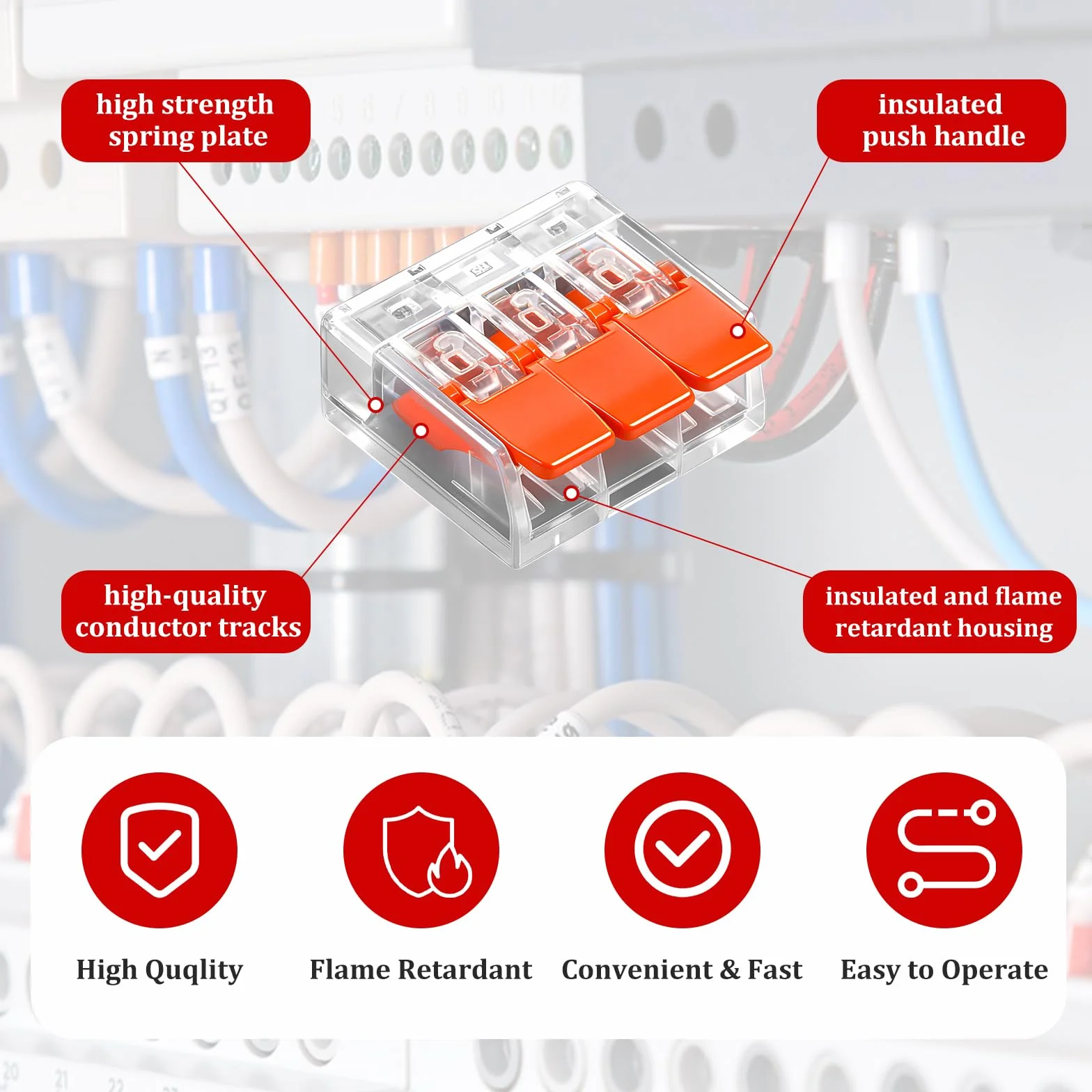 45 Piezas Conectores Electricos Rapidos con Palanca Terminales de Conexión Rapida 3 Pines para Instalaciones Eéctricas con Abrazadera de Rango de Cable de 0,14-4 mm²