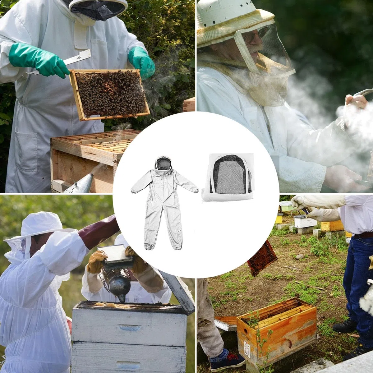 Traje de Apicultura Ventilado, Traje de Apicultor Profesional con Velo, Ropa Apicultura Protección Cuerpo Completo Transpirable, Traje de Abejas para Apicultura Anti Avispas Equipo Hombres Mujer