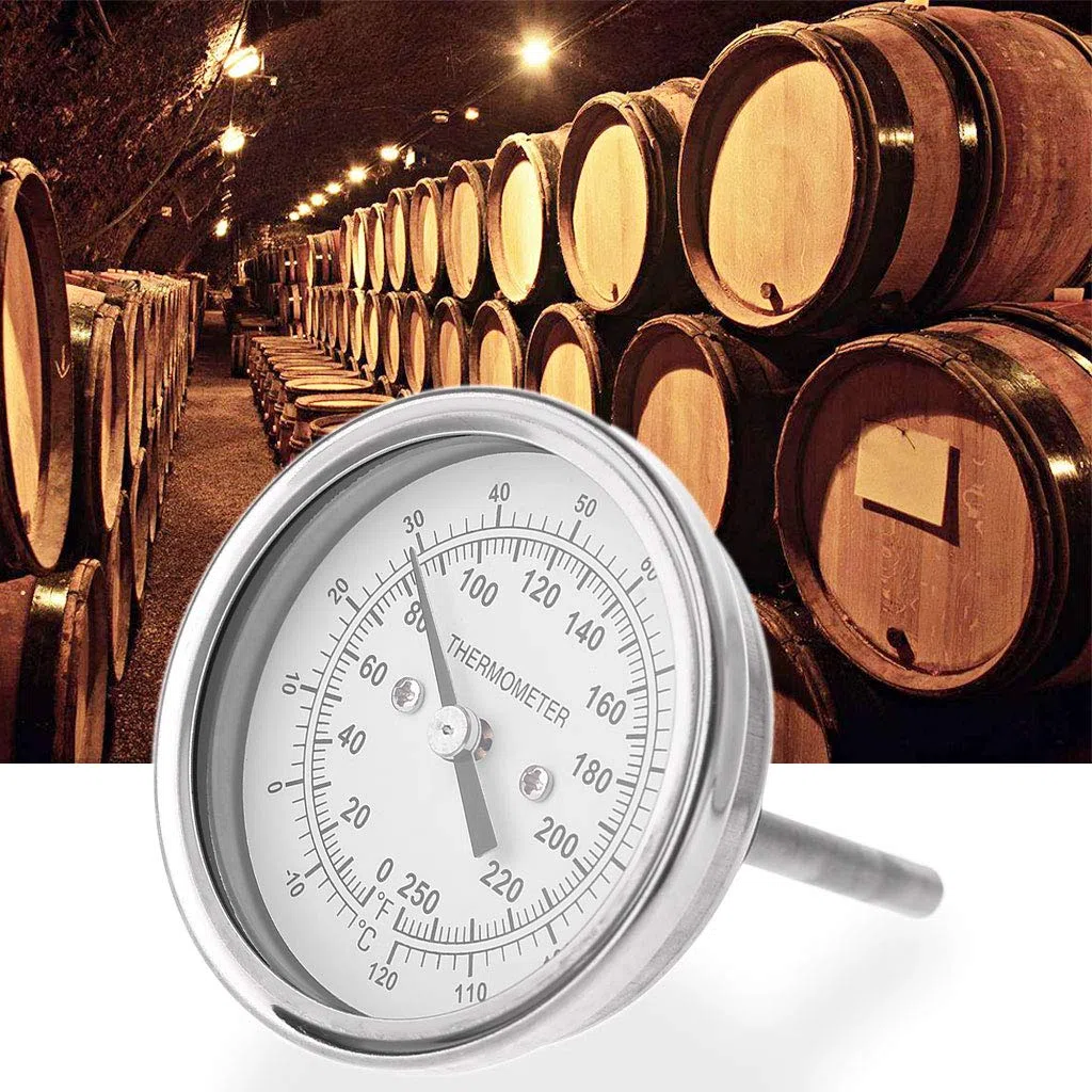 Termómetro de elaboración casera de Acero Inoxidable Celsius Fahrenheit Medidor de Temperatura de destilación de Agua bimetálico 1/2 "NPT (vástago de 2")