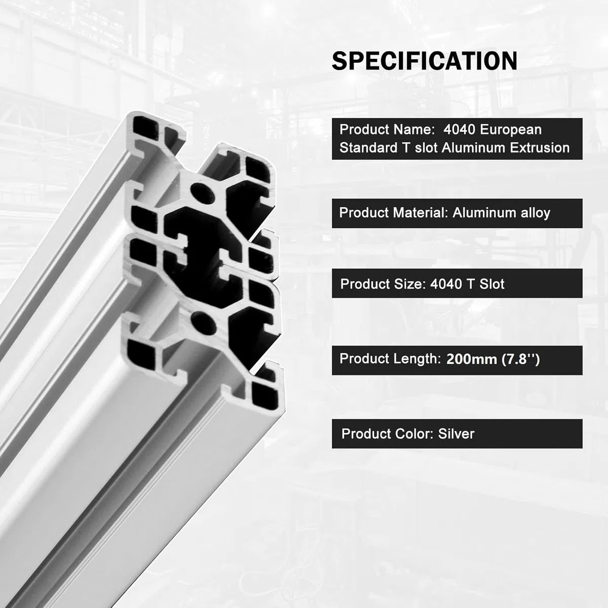 12 Piezas Perfiles de Aluminio 4 x 4 cm, 20 cm, Perfil de Construcción Ranura 8 Estándar Europeo, Anodizado Riel Lineal