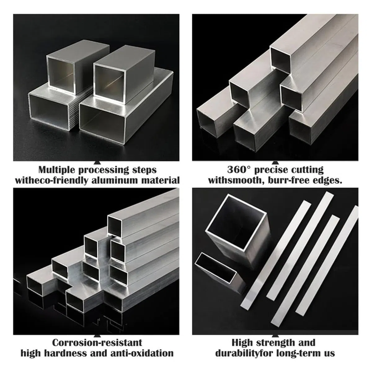 Paquete de 2 tubos cuadrados aluminio 6063 500 mm (30 x 30-70 mm), huecos sin soldadura for estructuras metálicas, soportes industriales, muebles y proyectos bricolaje(30x30x2mm)