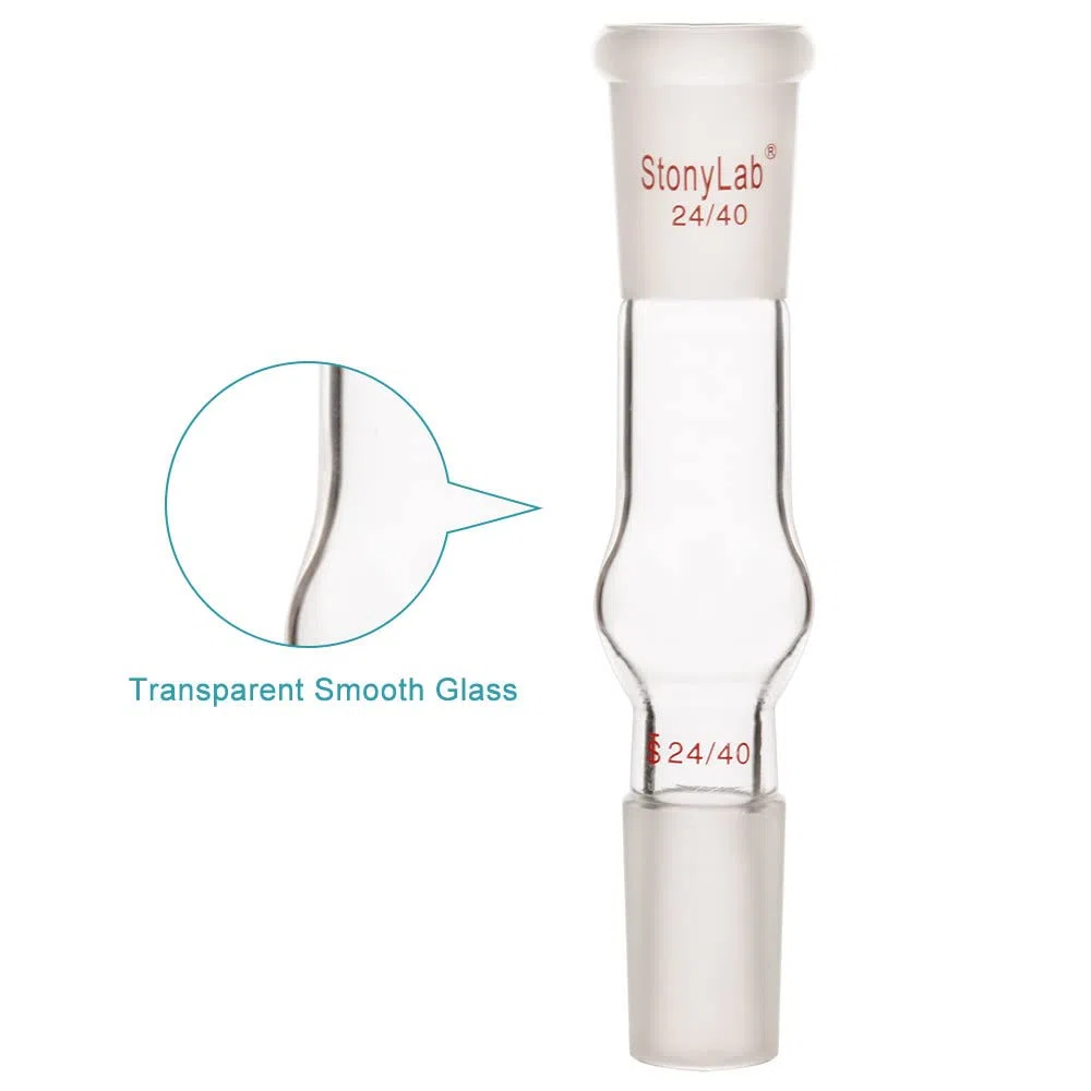 stonylab Adaptador para Tubo de Secado de Vidrio Borosilicato, Dos Juntas Rectas 24/40 para Tubo de Secado de Laboratorio