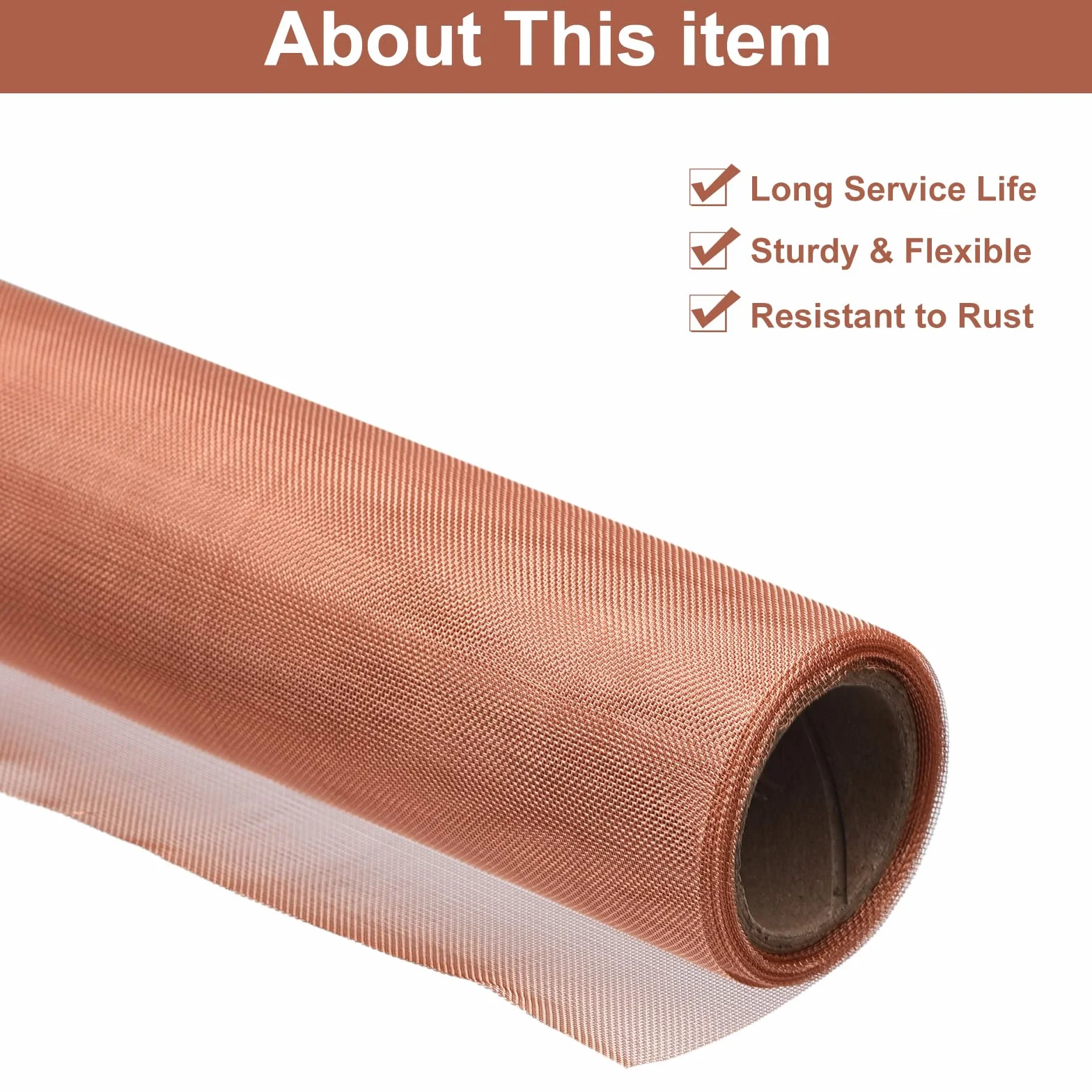 QUARKZMAN Malla de Cobre Puro de 40 Hilos, Rollo de Malla de Alambre Tejida de 8" x 118" para Filtro Espeso de Jardín y Casa, Protección de Ventanas, Tela de Tejer DIY, Dorado