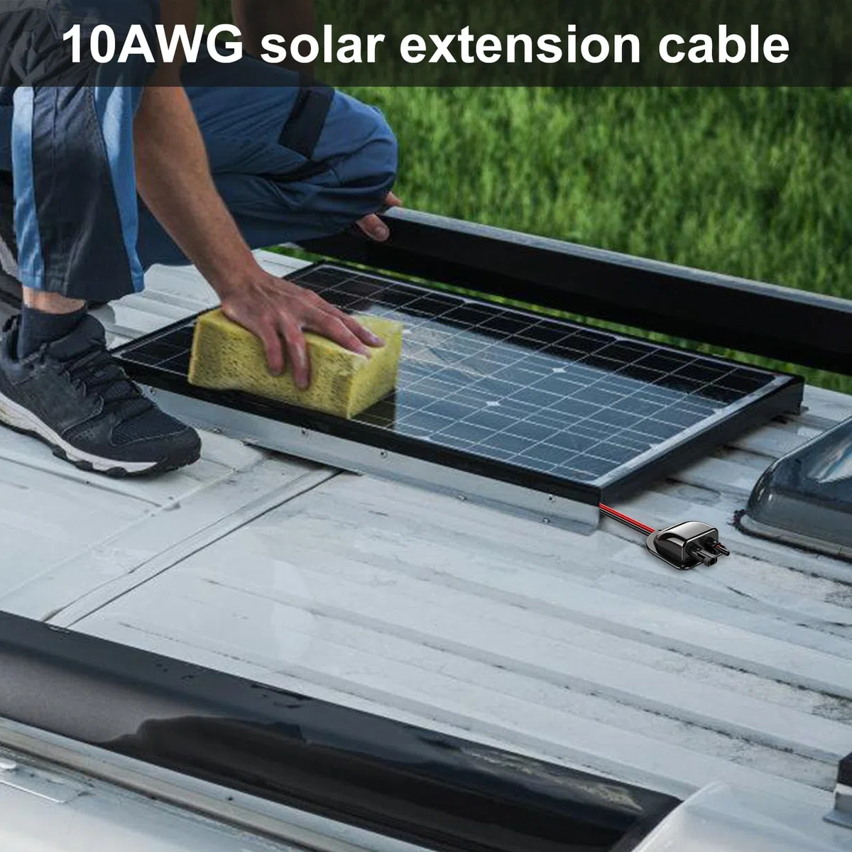 Pasacables solares para techo, impermeable, con cable solar de 3 m, 10 AWG, doble entrada de cable para instalación solar, autocaravana, barco