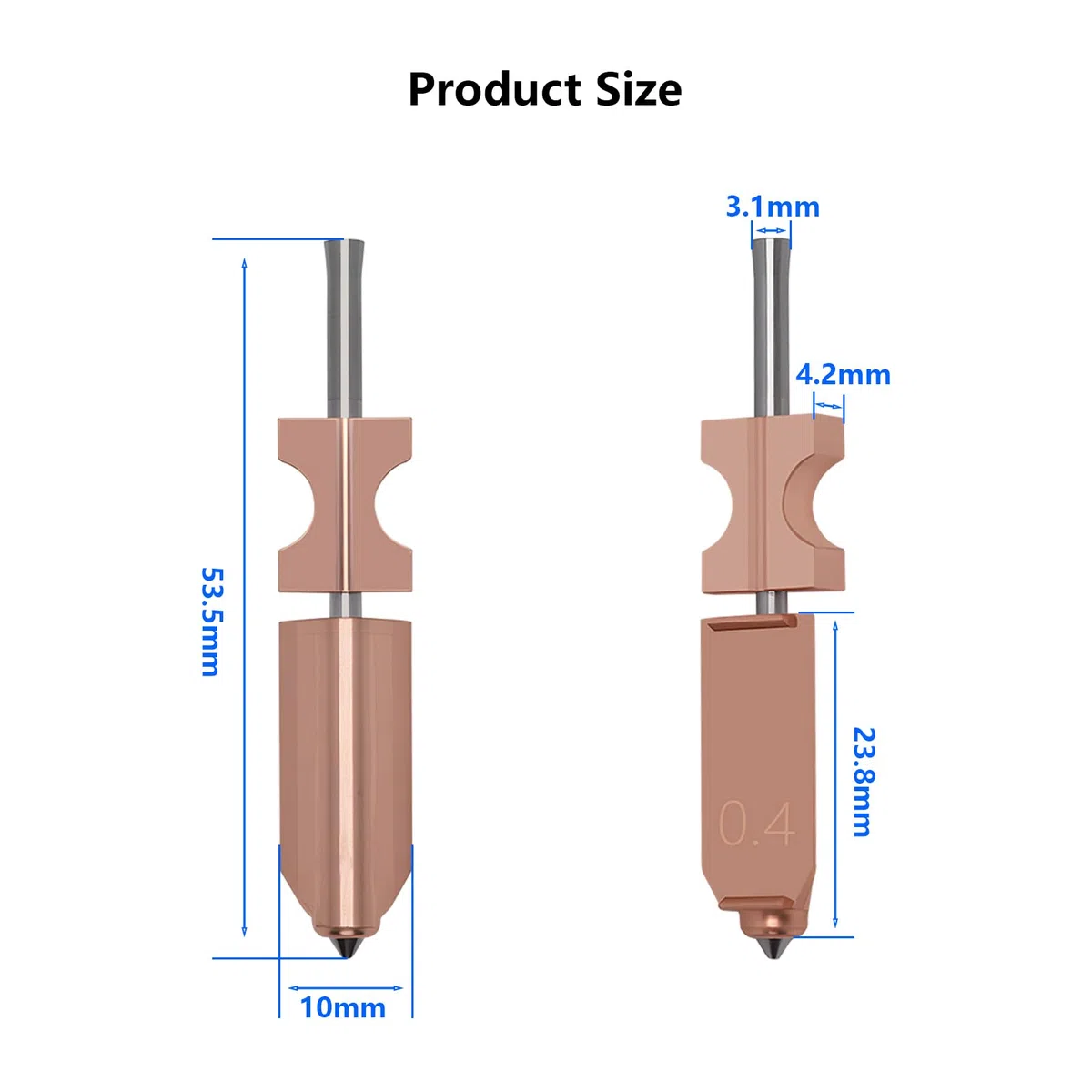 2 boquillas de liberación rápida de 0,4 mm para Flashforge AD 5X, impresora 3D Hot End Integrated Heater Block Throat Tube Detachable Hardened Steel Nozzle Replacement Kit para AD 5X