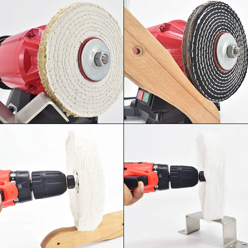 Discos de pulir de 150 mm para lijadoras con orificio de 12,7 mm (suave y fino) y 12,7 mm (medio y grueso), 4 unidades