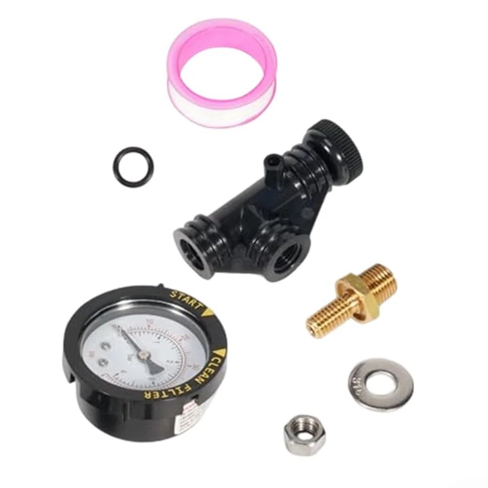 Kit de válvula de alivio de presión de liberación de aire con juntas tóricas, medidor de presión y llave, compatible con Pentair, para filtro de arena Triton II para TR40, TR50, TR60, TR100