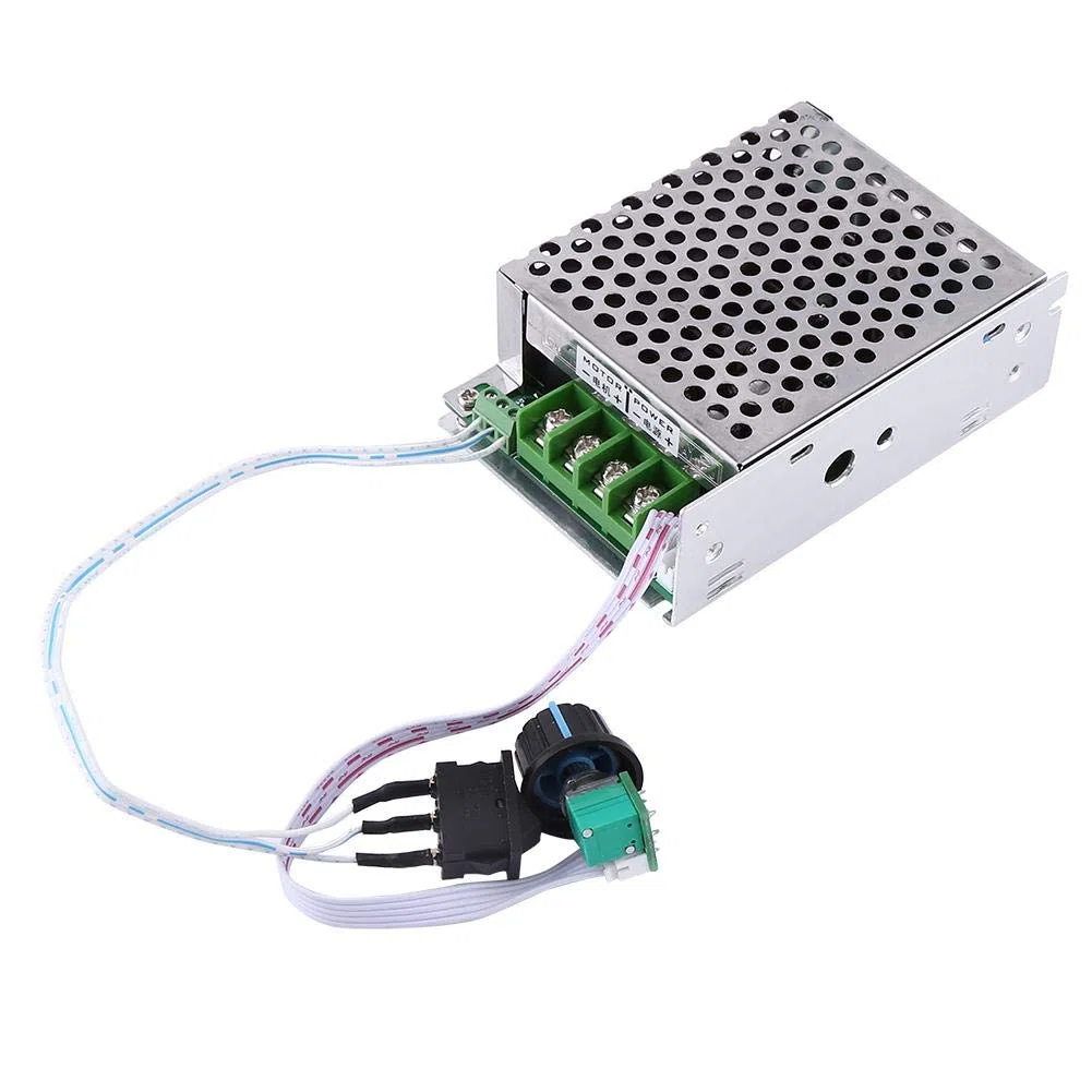 Controlador de velocidad del motor de DC, PWM 10V-50V 40A, Gobernador de velocidad del motor de alta potencia con Interruptor para cambiar de dirección 12V 24V 36V