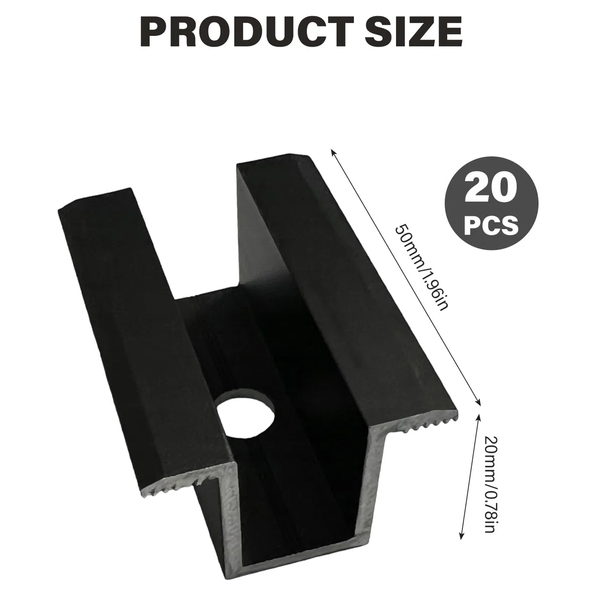 Abrazadera Central Para Panel Solar,20 Piezas Abrazadera Central Solar,Abrazadera Central Para Módulos,Abrazaderas Centrales Para Módulos Solares Para Módulos De 25 A 405MM,Negro