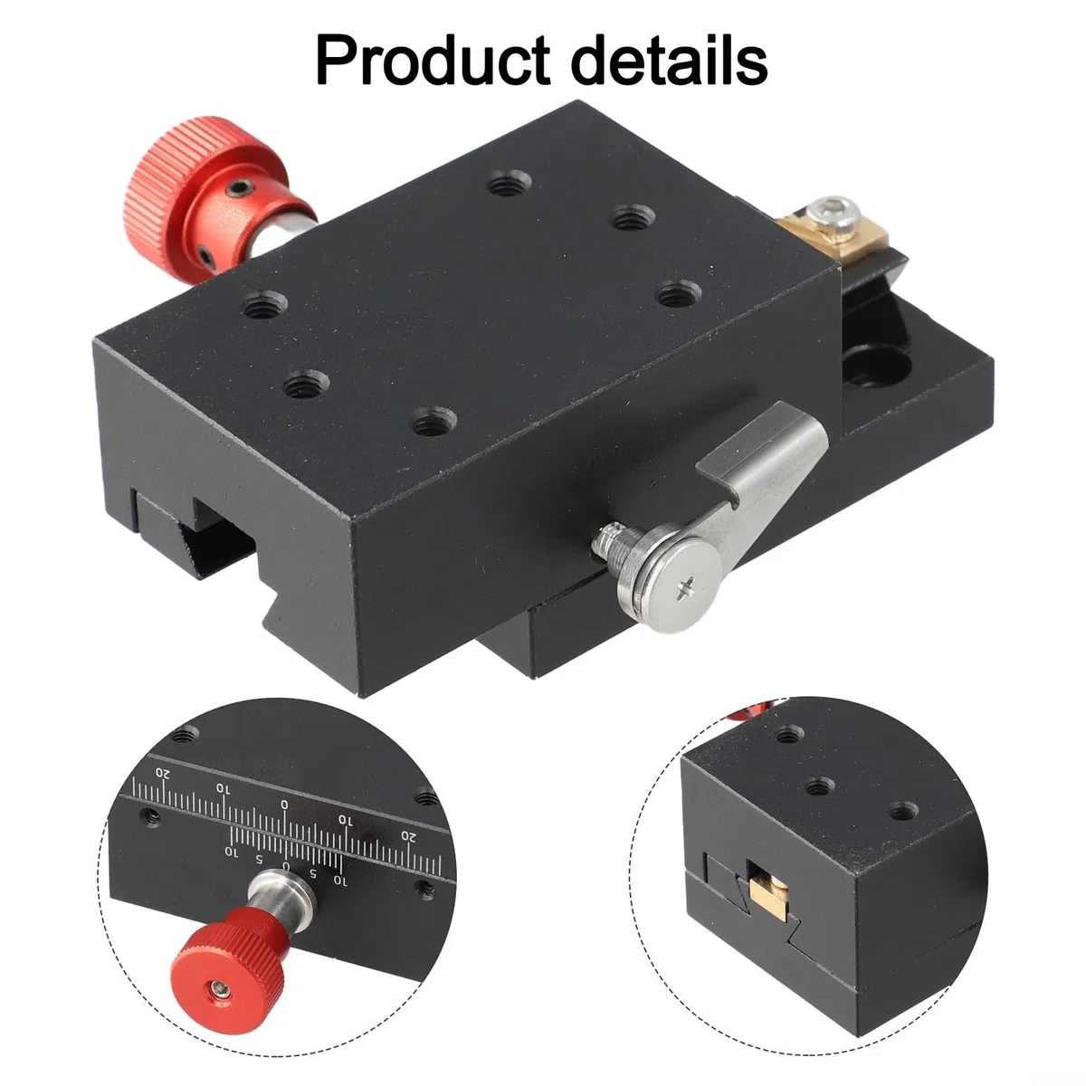 Etapa deslizante manual de cola de milano del eje X de 40 mm, plataforma de traducción lineal de precisión con ajuste fino de piñón de rack, aleación de aluminio CNC para fibra óptica y accesorio de