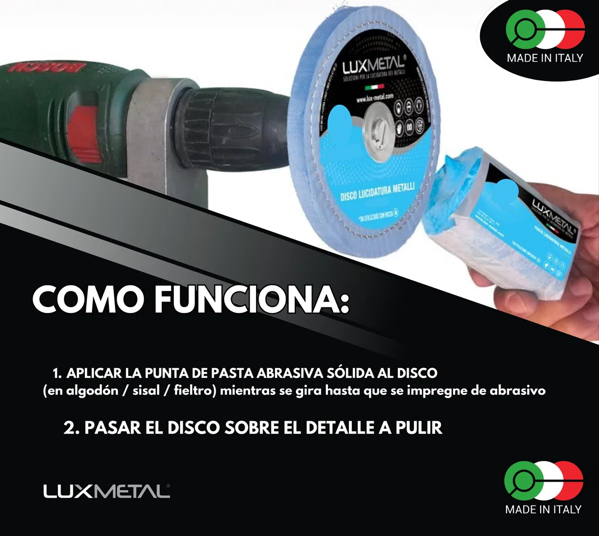 Kit 3 Pastas de Pulido Abrasivas 350 gr A-B-C Set de Pulido Acero Inoxidable Cera Sólida para Pulir Metales Espejo Aluminio Abrillantadores Cromo Madera Plexiglás Mármol Cobre Plástico