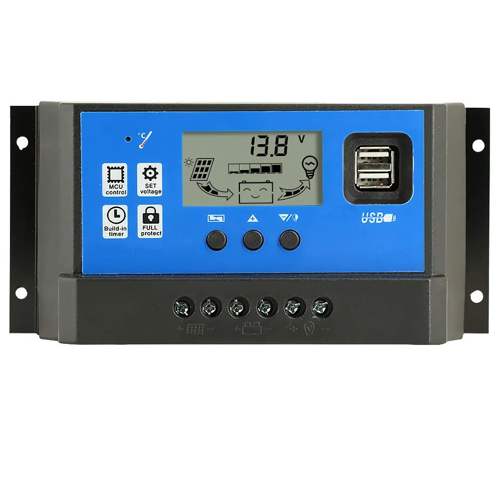 Y&H 60A Regulador de carga de panel solar 12V 24V regulador inteligente puerto USB luz de 5V temporizador control de luz pantalla LCD